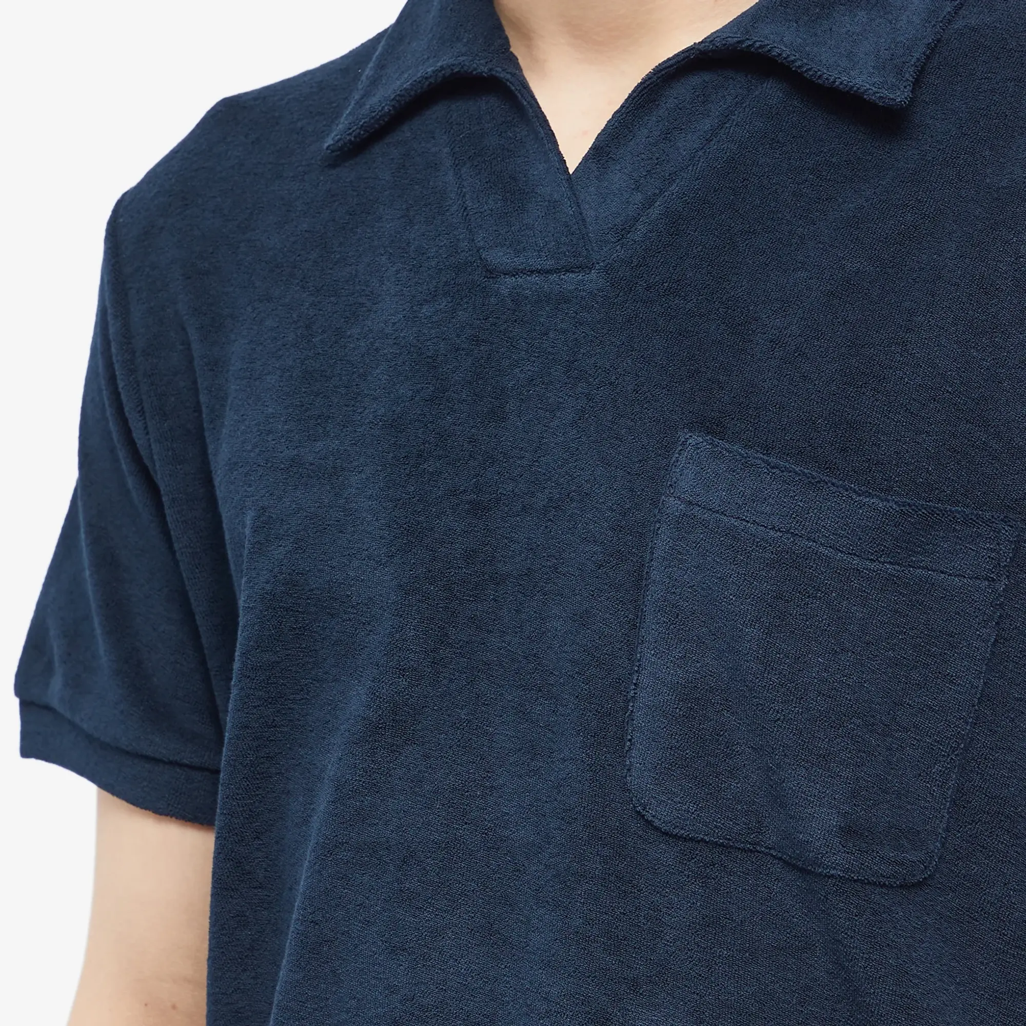 A.P.C. Men's Agustino Sponge Fleece Polo Dark Navy