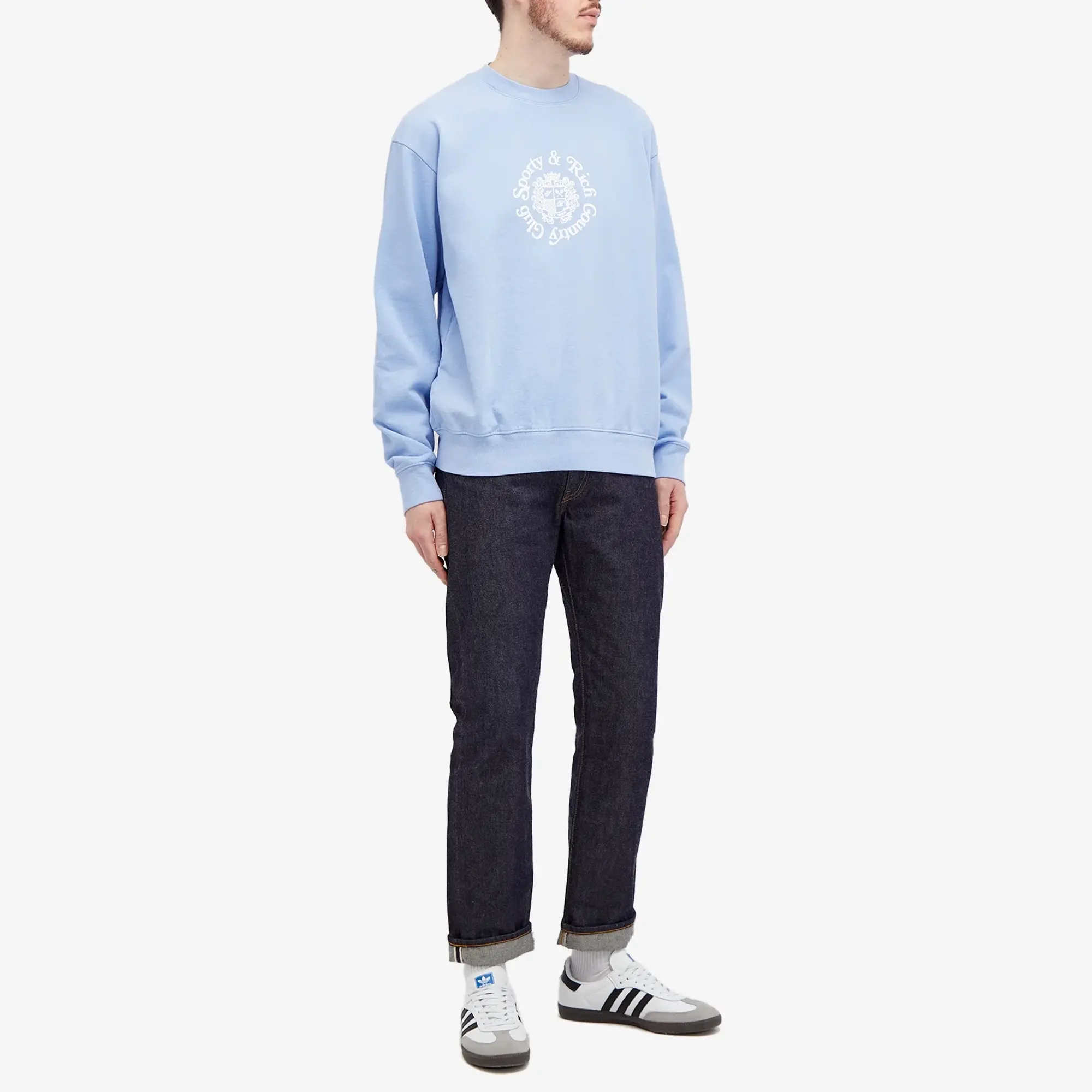 Sporty & Rich Men's Monte Carlo Crew Sweat Periwinkle/White