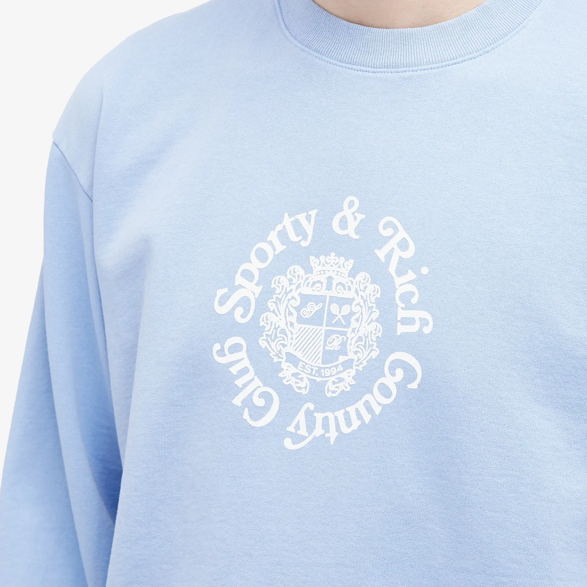 Sporty & Rich Men's Monte Carlo Crew Sweat Periwinkle/White