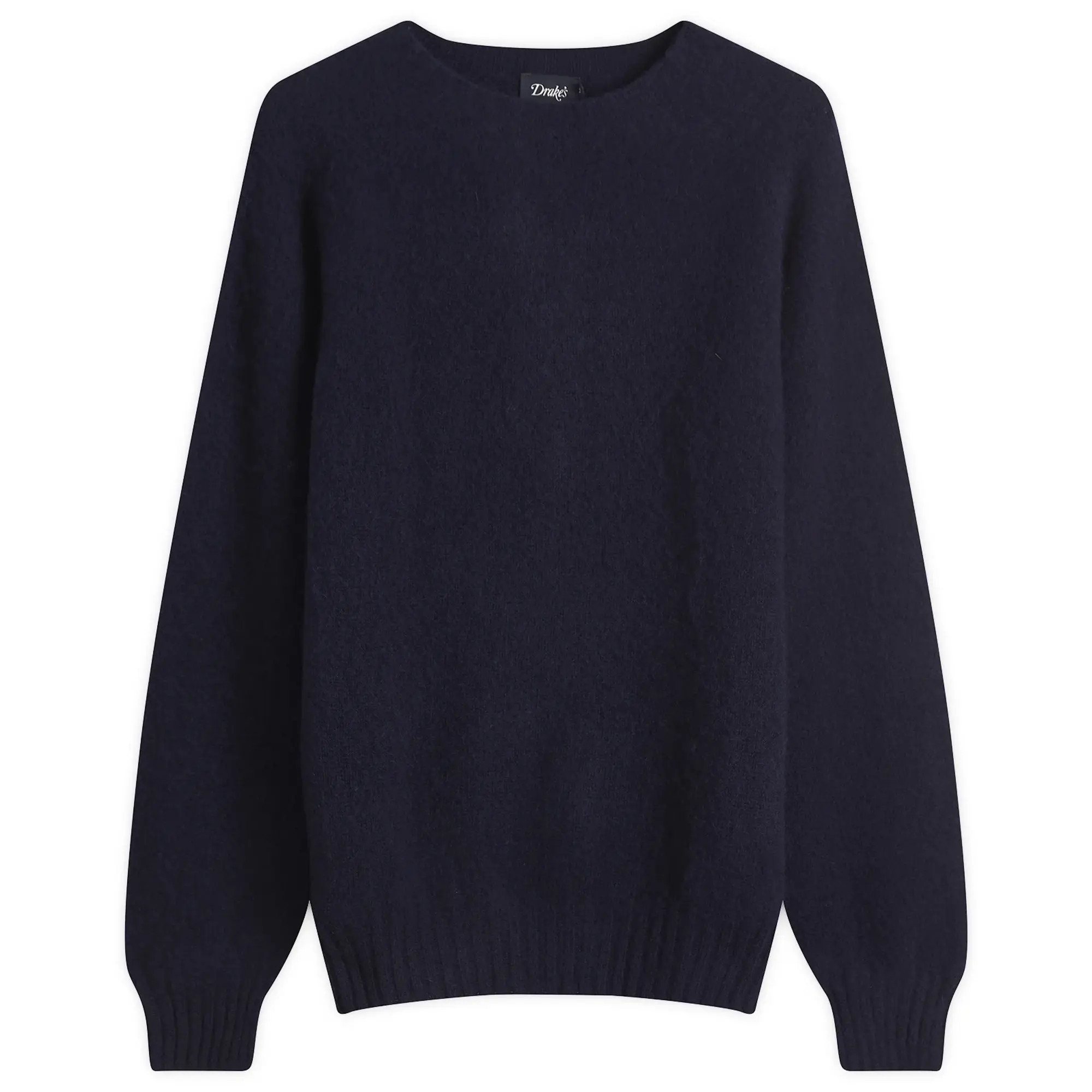 Drake's Men's Brushed Shetland Crew Knit Navy