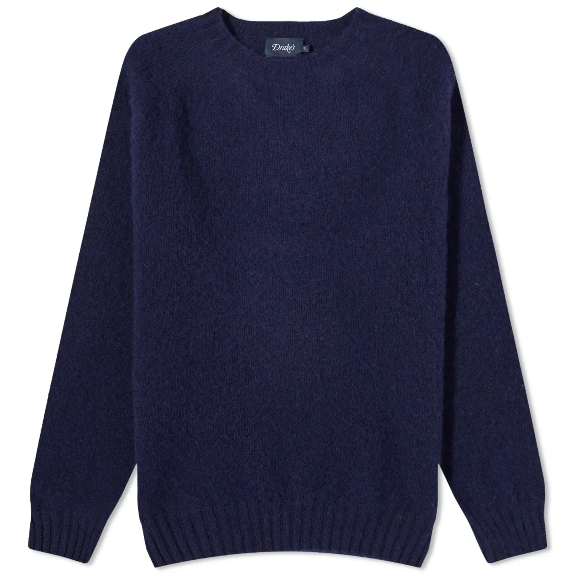 Drake's Men's Brushed Shetland Crew Knit Navy