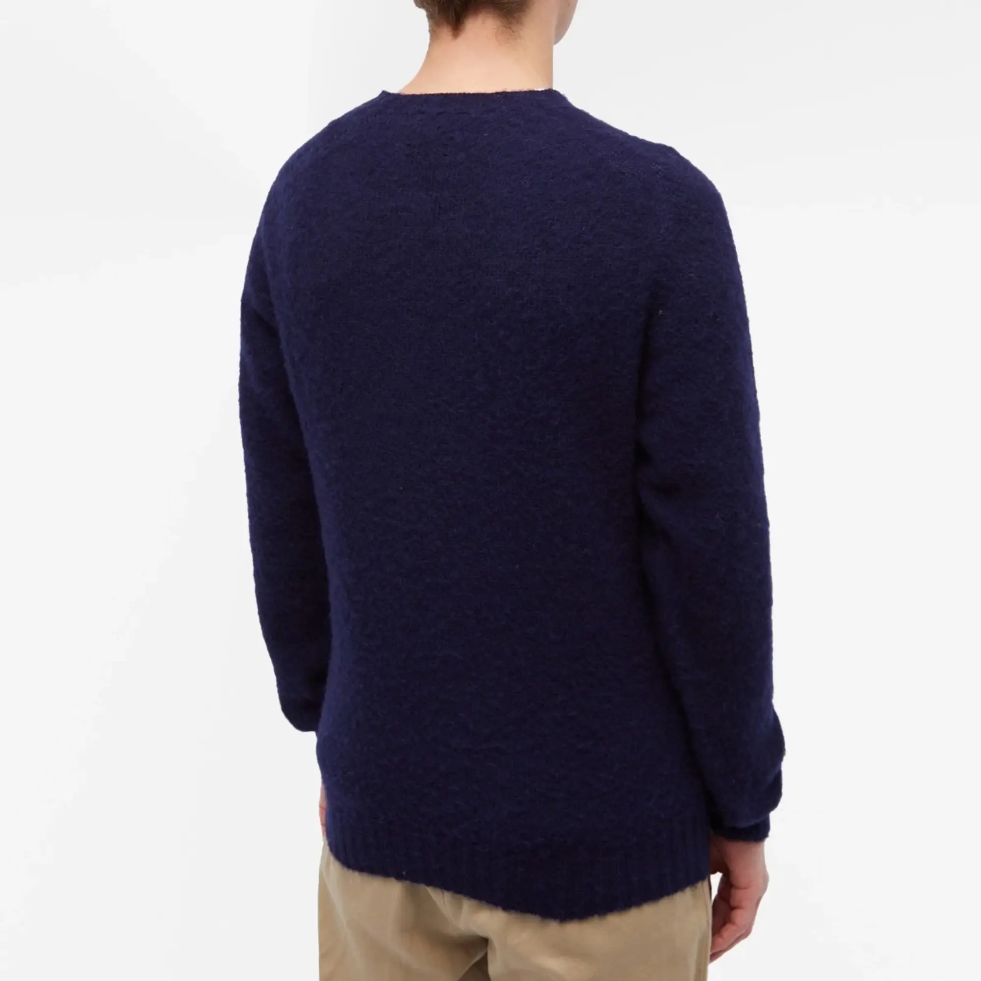 Drake's Men's Brushed Shetland Crew Knit Navy