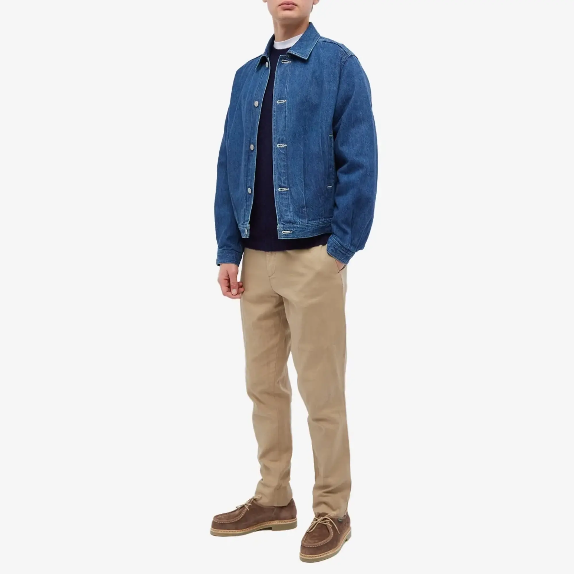 Drake's Men's Brushed Shetland Crew Knit Navy