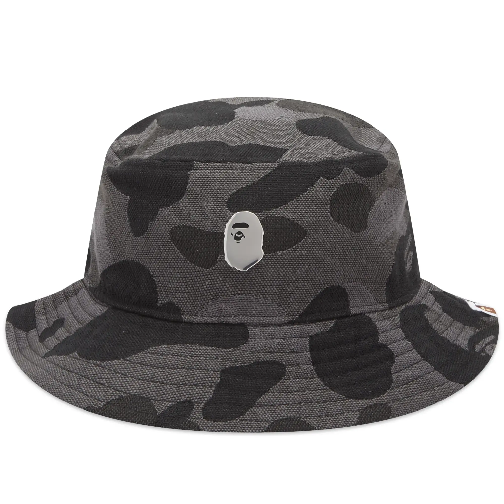 A Bathing Ape One Point Metal Pin Bucket Hat Black