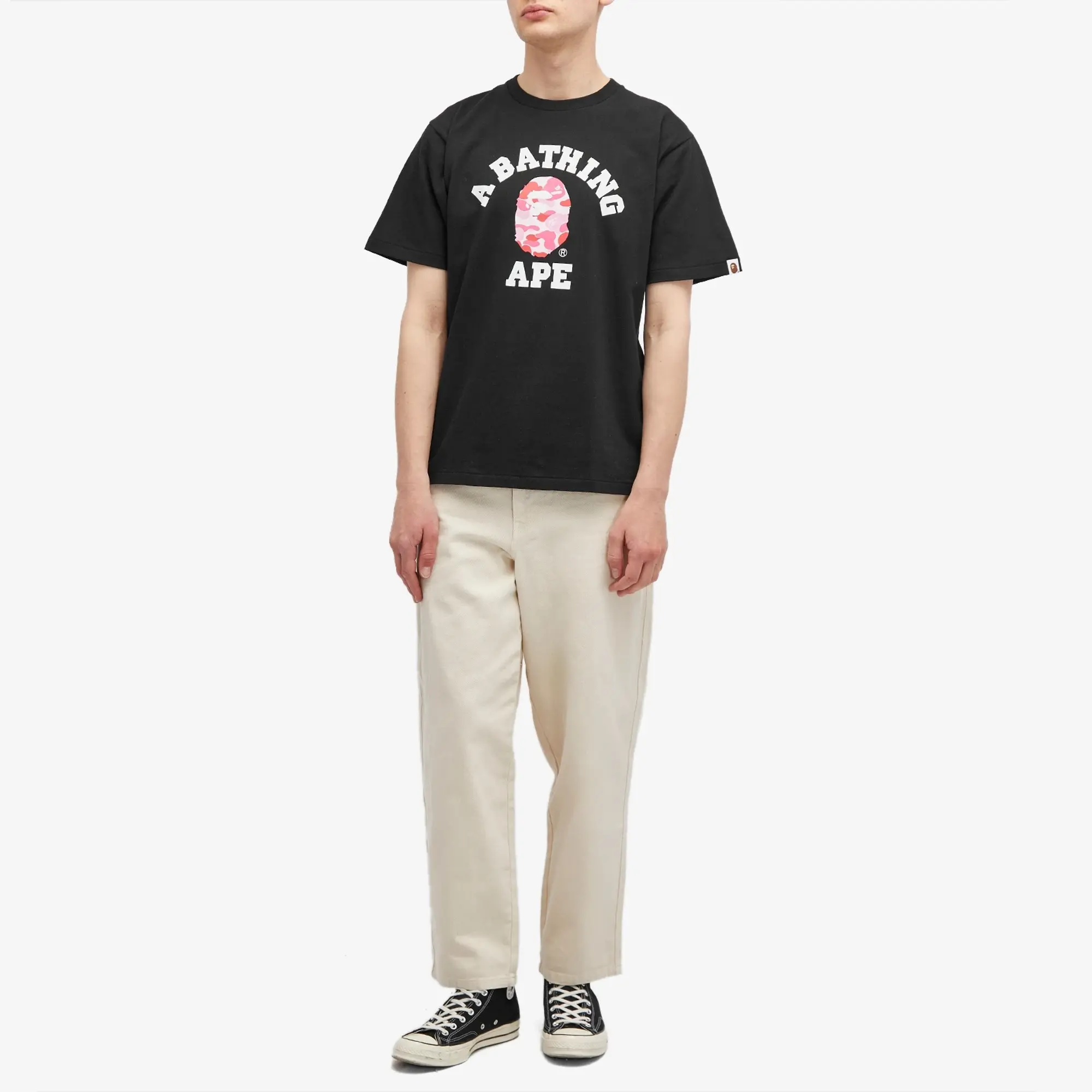 A Bathing Ape Men's ABC Camo College T-Shirt Black/Pink