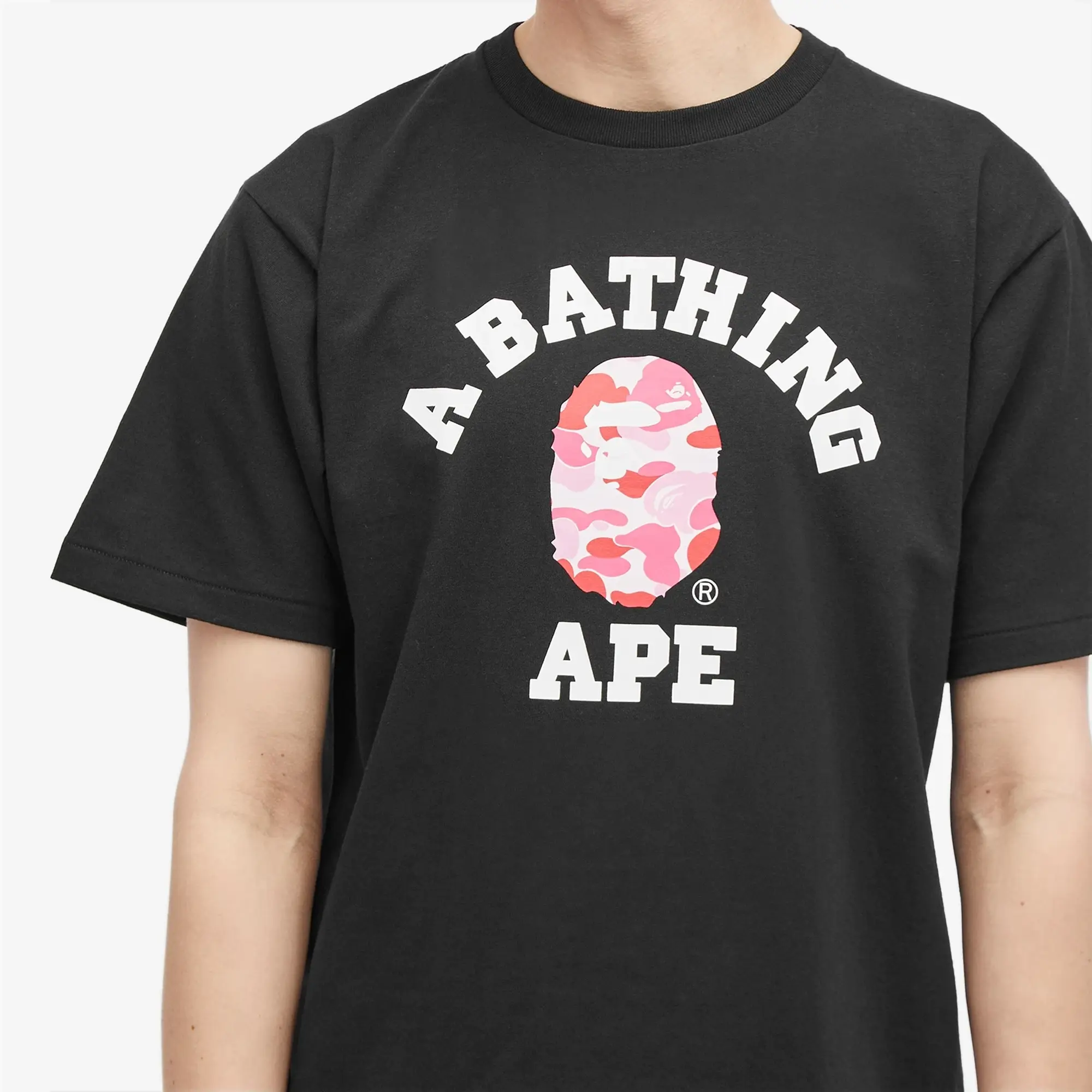 A Bathing Ape Men's ABC Camo College T-Shirt Black/Pink