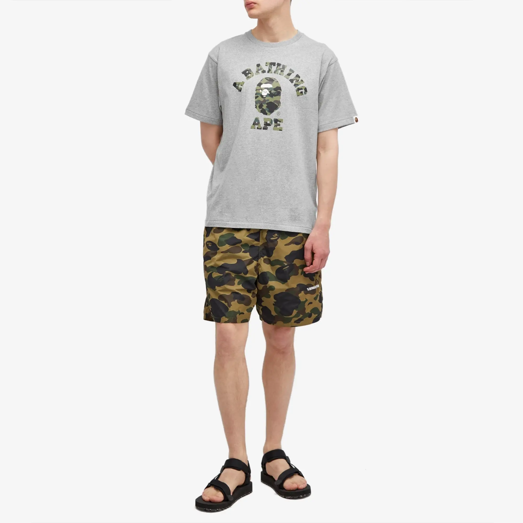 A Bathing Ape Men's 1st Camo College T-Shirt Grey/Grey