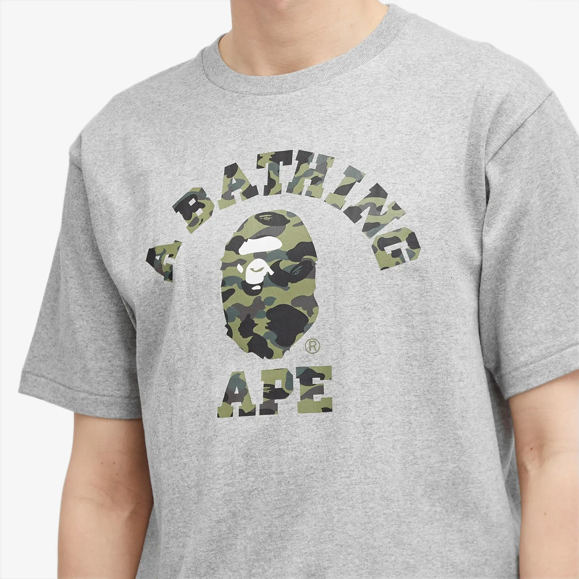 A Bathing Ape Men's 1st Camo College T-Shirt Grey/Grey