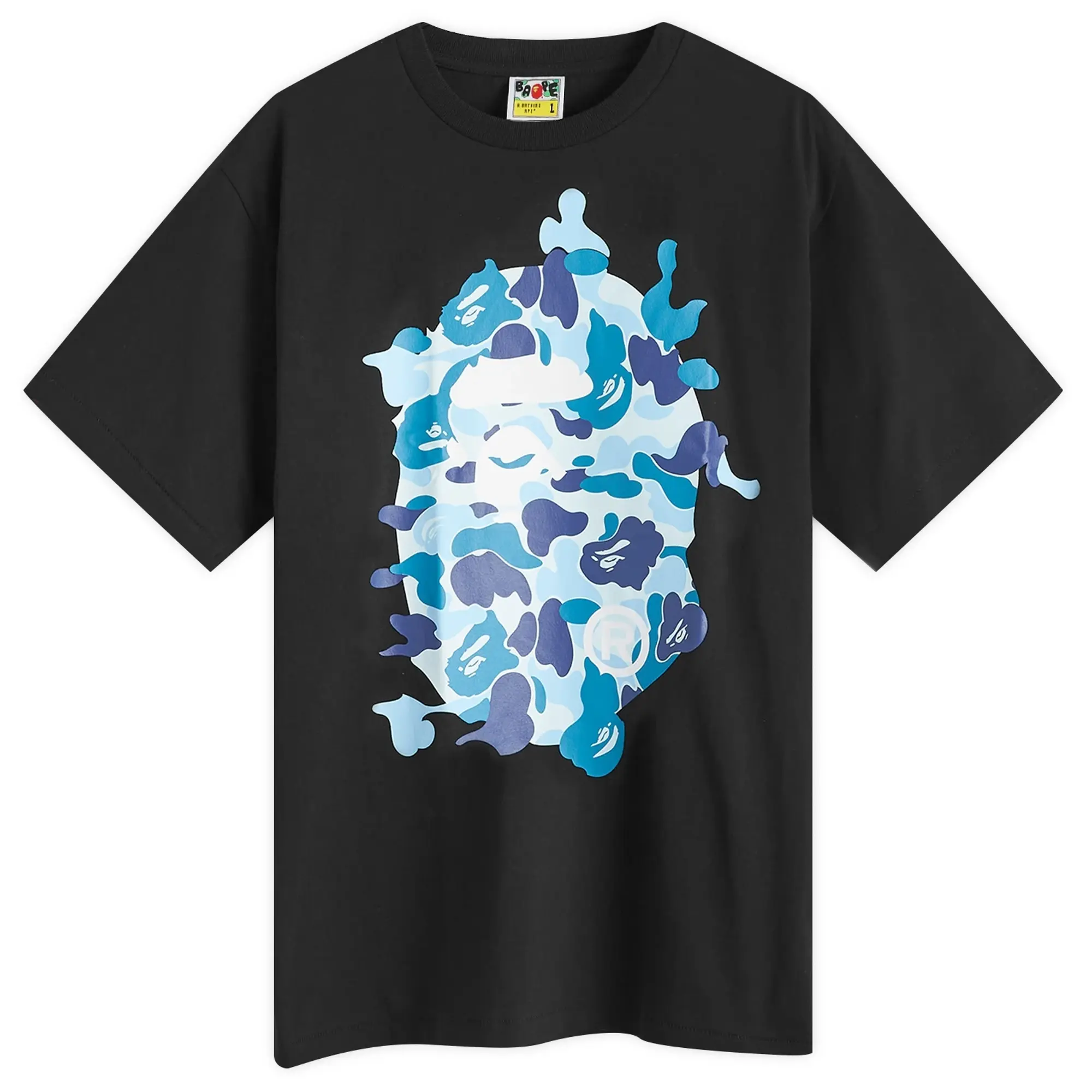A Bathing Ape Men's ABC Camo Rebuild Big Ape Head T-Shirt Black/Blue