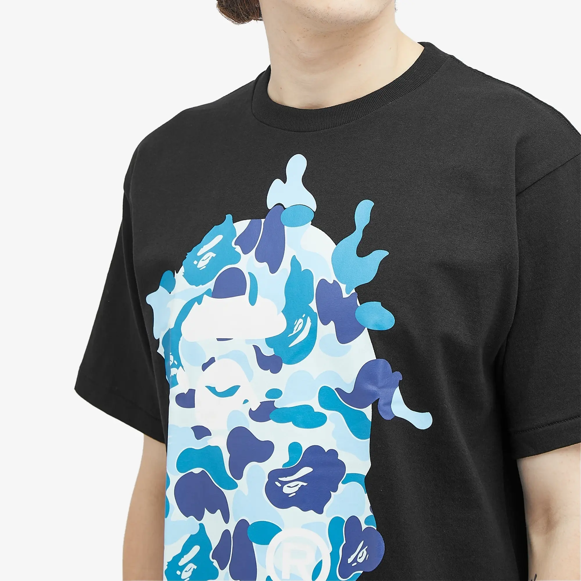 A Bathing Ape Men's ABC Camo Rebuild Big Ape Head T-Shirt Black/Blue
