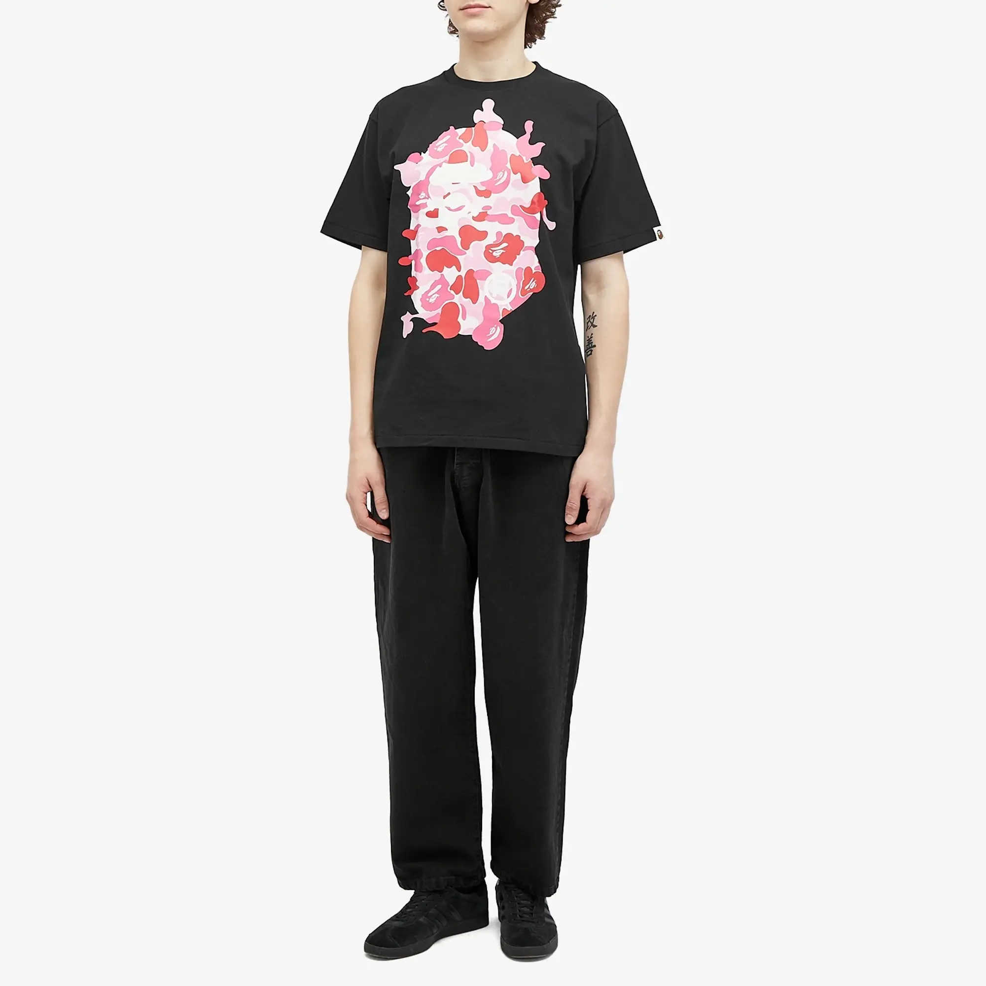 A Bathing Ape Men's ABC Camo Rebuild Big Ape Head T-Shirt Black/Pink