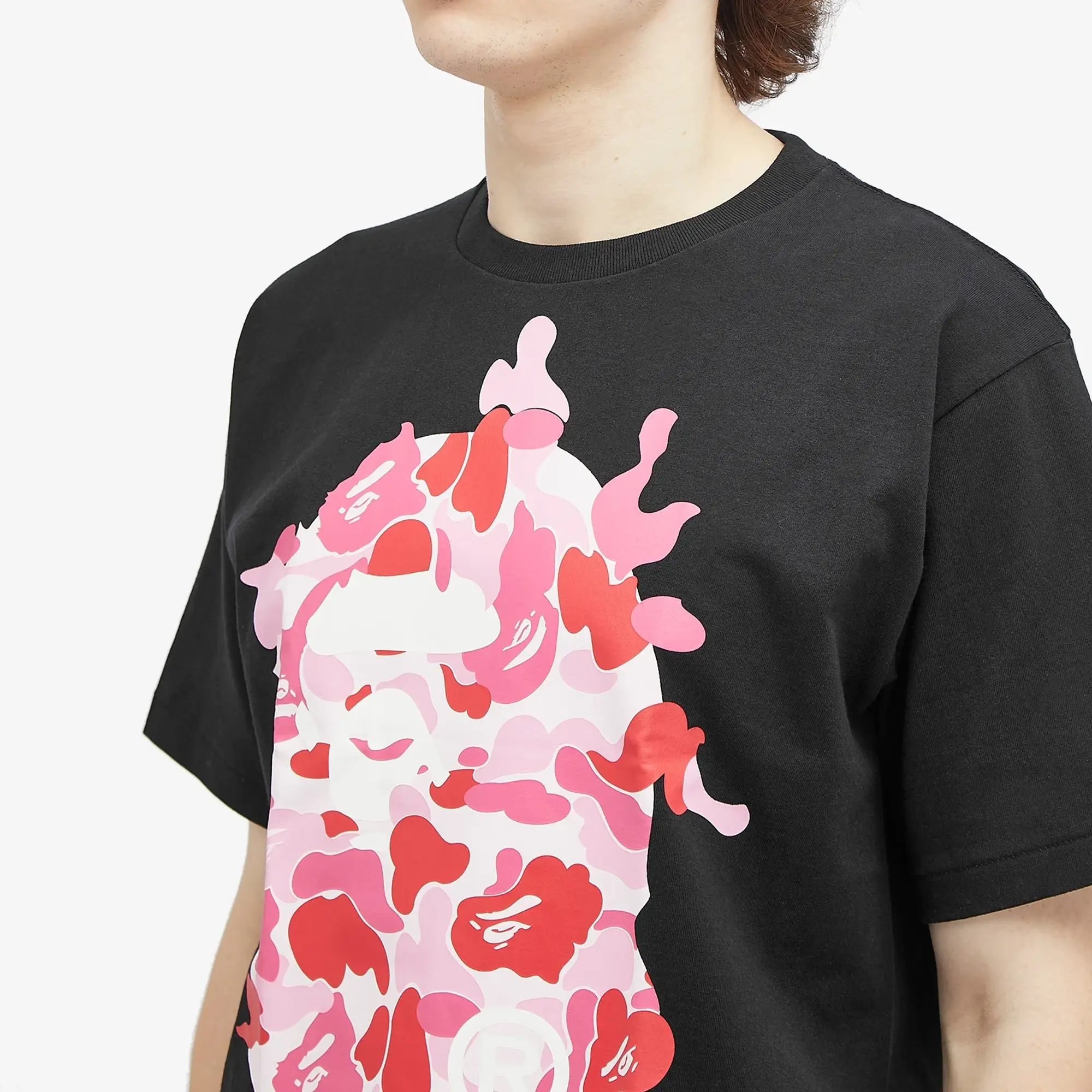A Bathing Ape Men's ABC Camo Rebuild Big Ape Head T-Shirt Black/Pink