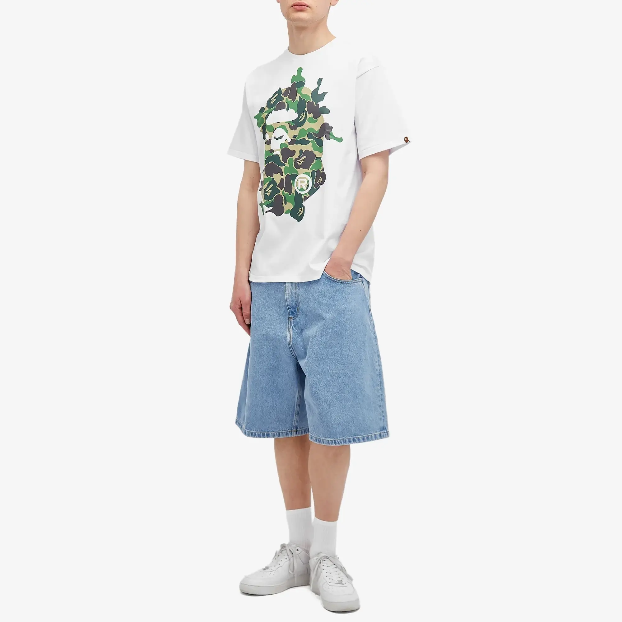 A Bathing Ape Men's ABC Camo Rebuild Big Ape Head T-Shirt White/Green