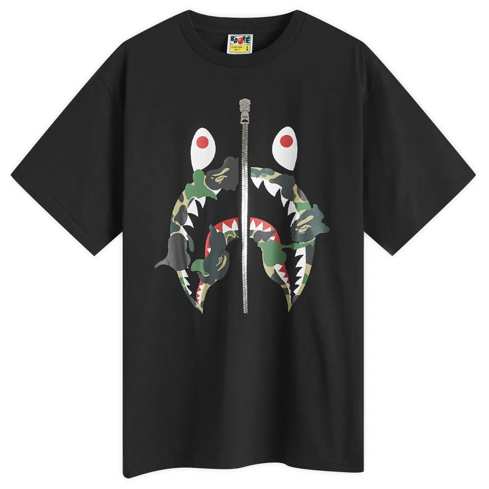 A Bathing Ape Men's ABC Camo Rebuild Shark T-Shirt Black/Green