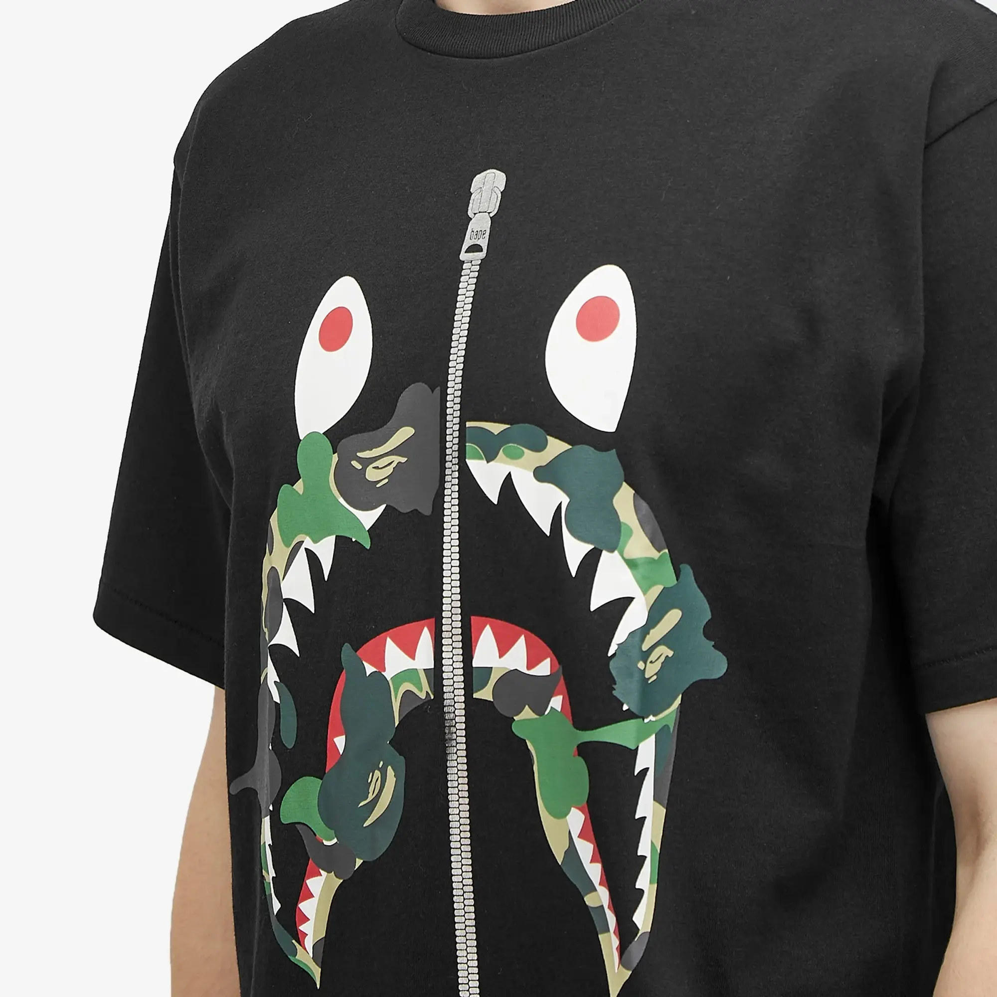 A Bathing Ape Men's ABC Camo Rebuild Shark T-Shirt Black/Green