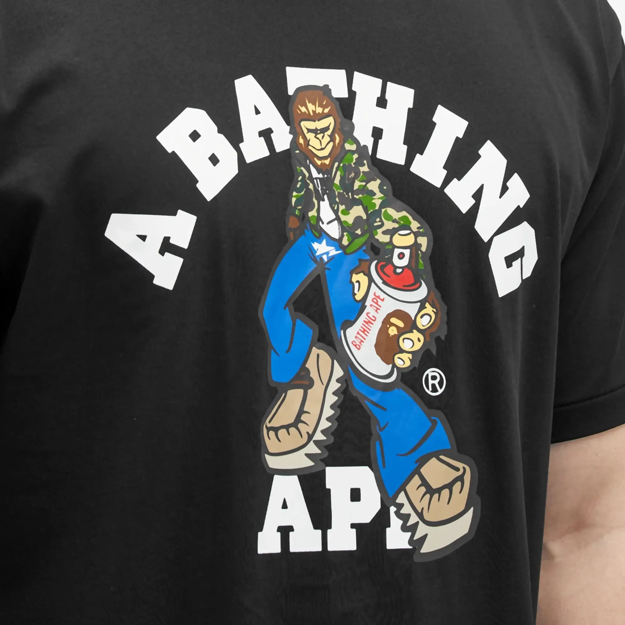 A Bathing Ape Men's Graffiti Character College T-Shirt Black