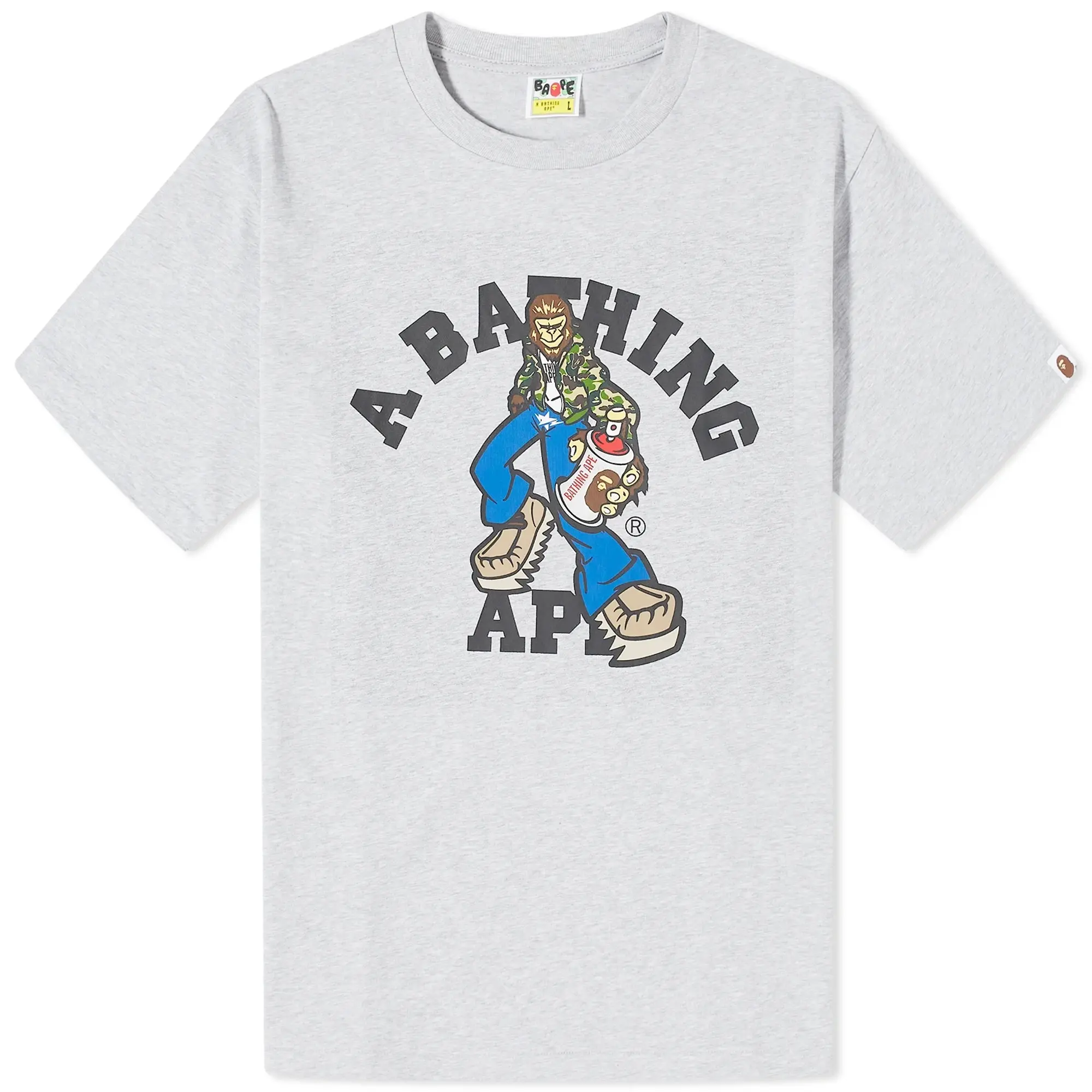 A Bathing Ape Men's Graffiti Character College T-Shirt Grey