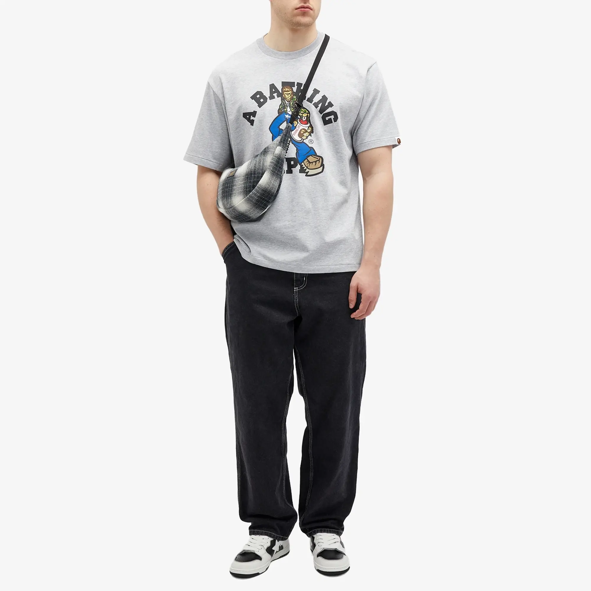 A Bathing Ape Men's Graffiti Character College T-Shirt Grey