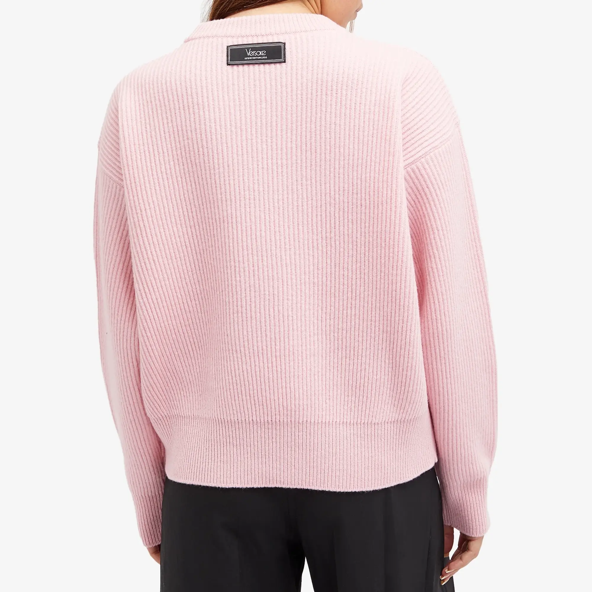 Versace Women's Knitted Logo Jumper Pale Pink