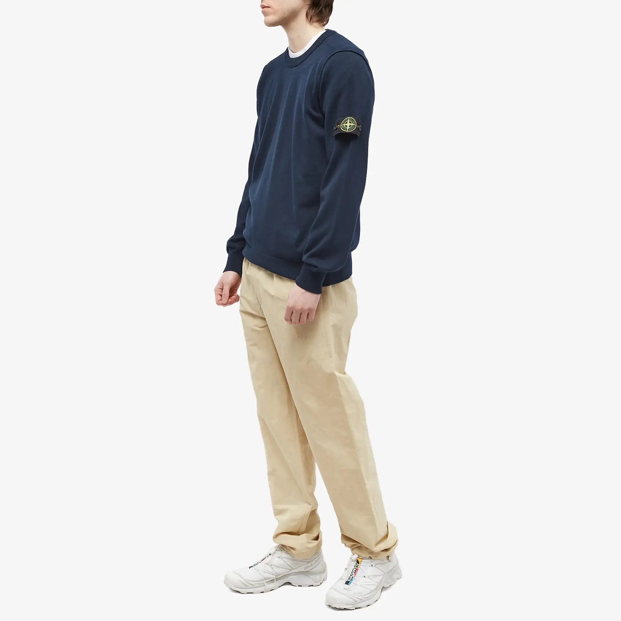 Stone Island Men's Soft Cotton Crew Neck Knit Navy