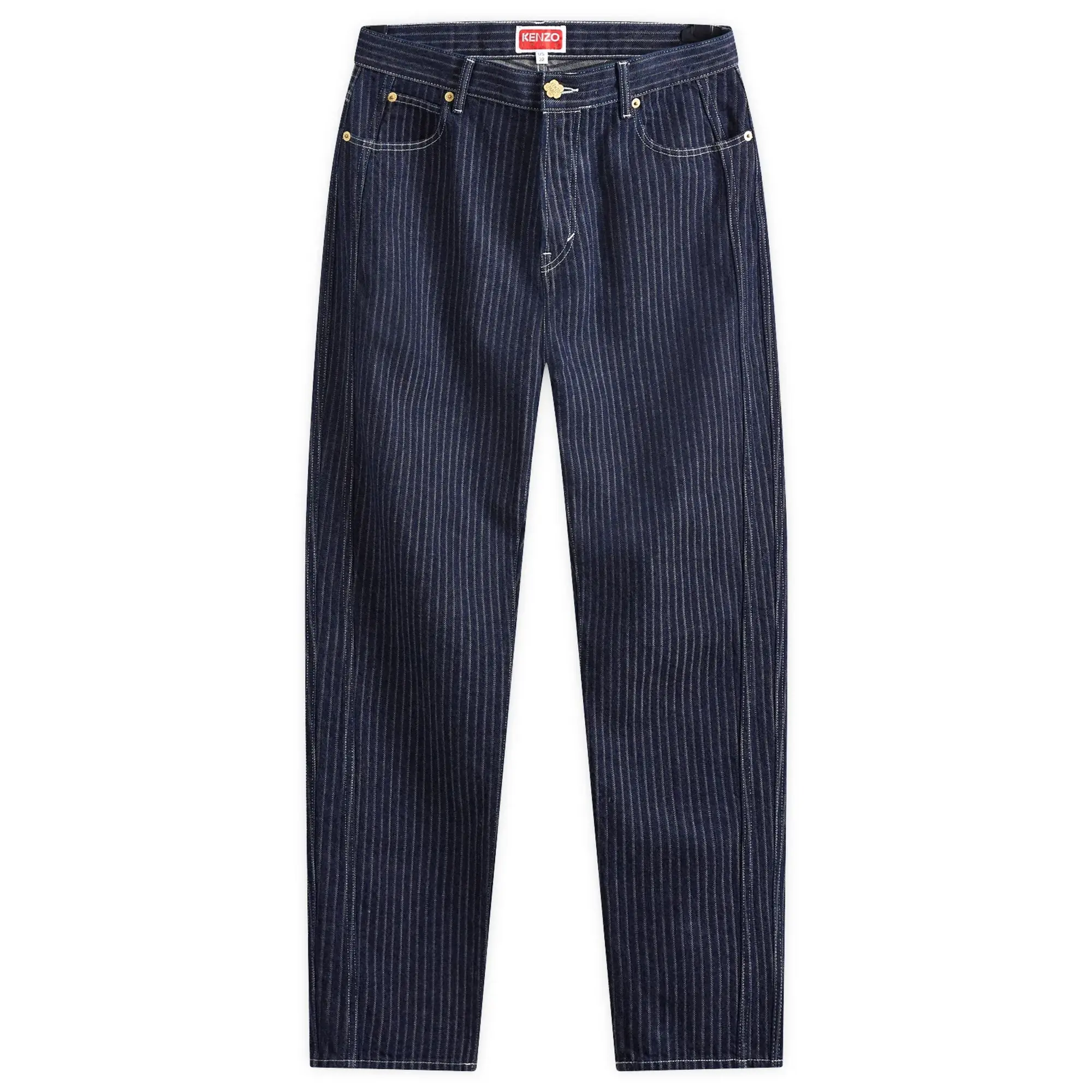 Kenzo Men's Ticking Stripe Straight Leg Jean Blue