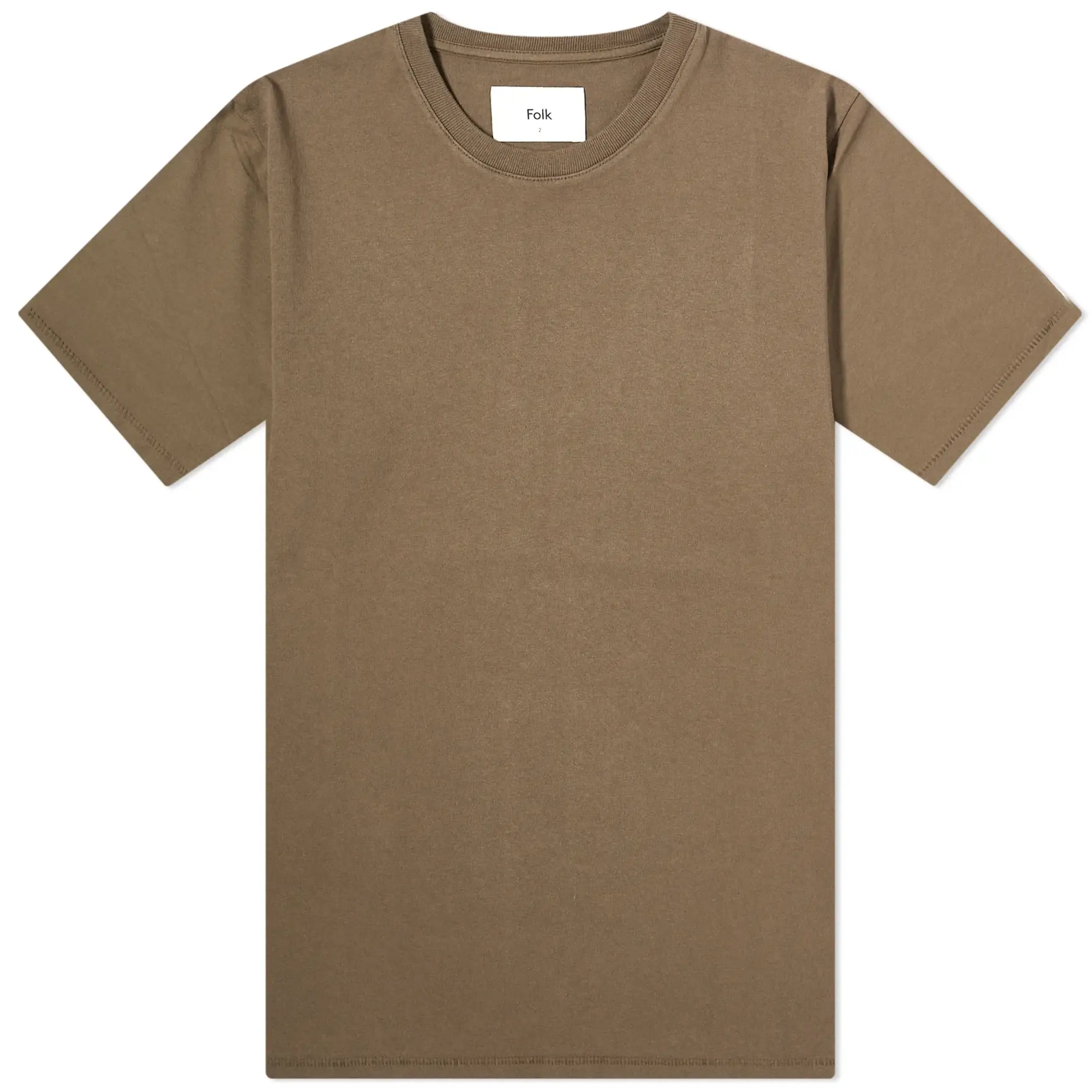 Folk Men's Contrast Sleeve T-Shirt Ash Brown