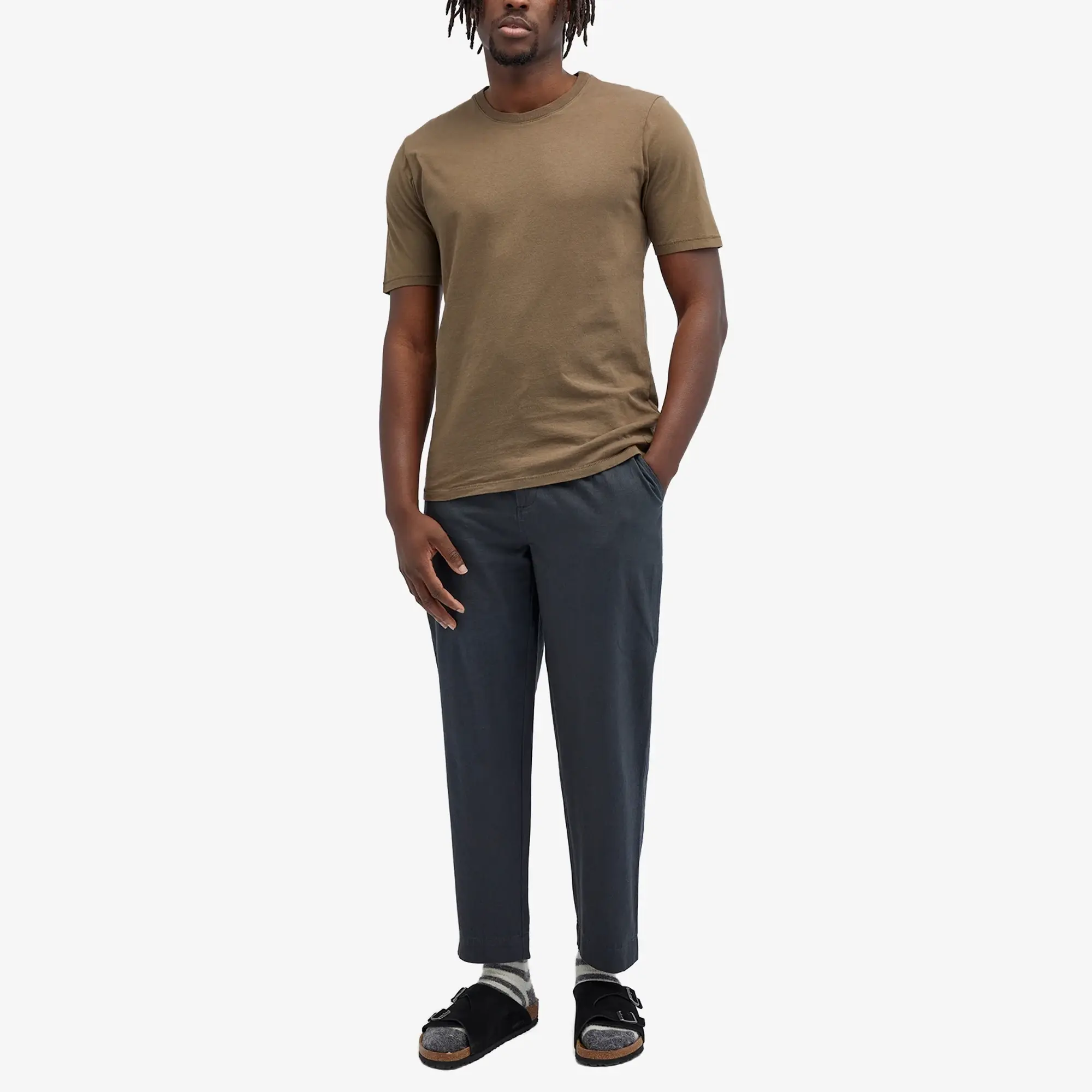 Folk Men's Contrast Sleeve T-Shirt Ash Brown