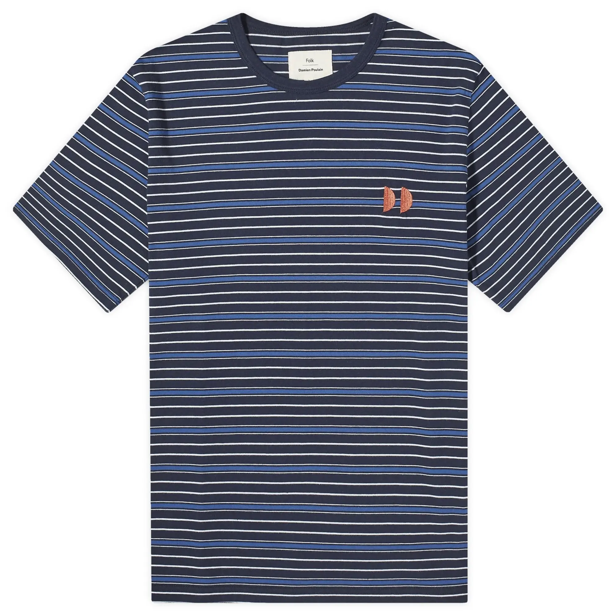 Folk Men's Damien Poulain Multistripe T-Shirt Navy Moon Dp