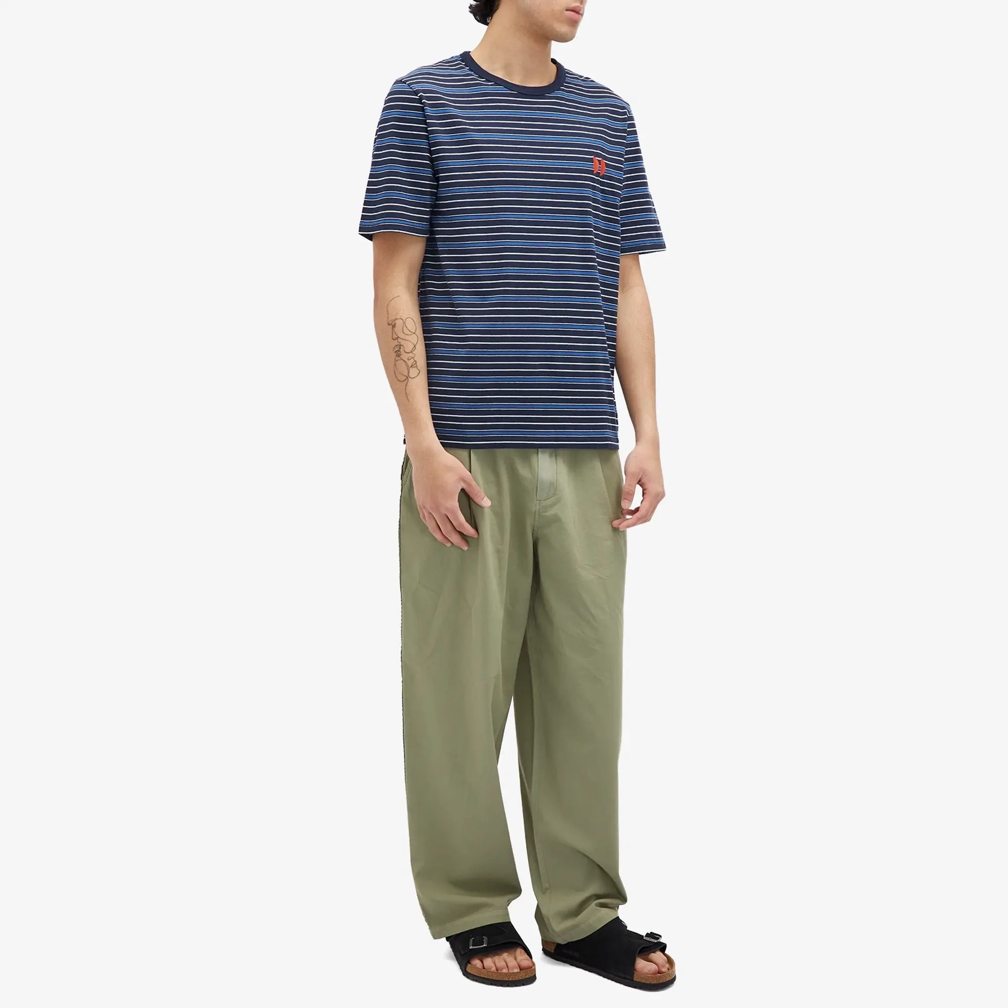 Folk Men's Damien Poulain Multistripe T-Shirt Navy Moon Dp