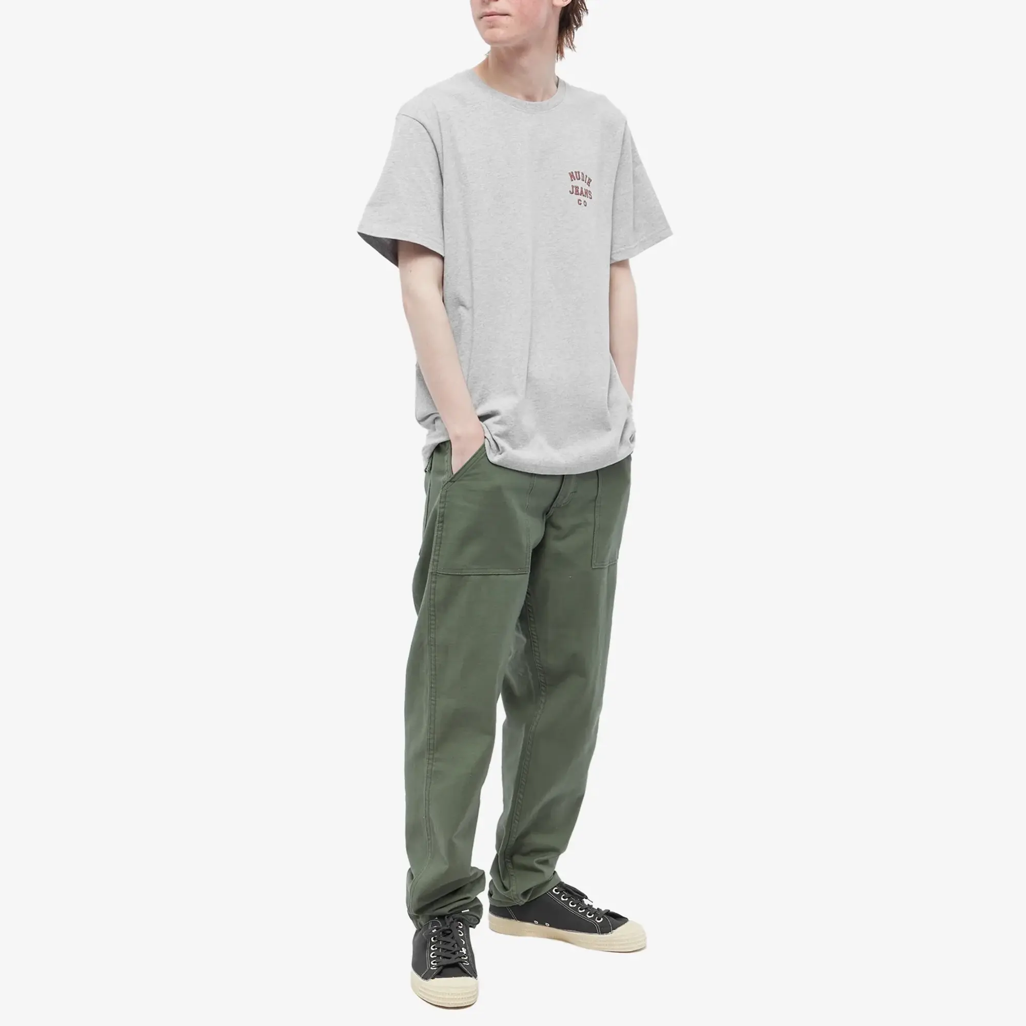 Nudie Jeans Co Nudie Roy Logo T-Shirt Grey Melange
