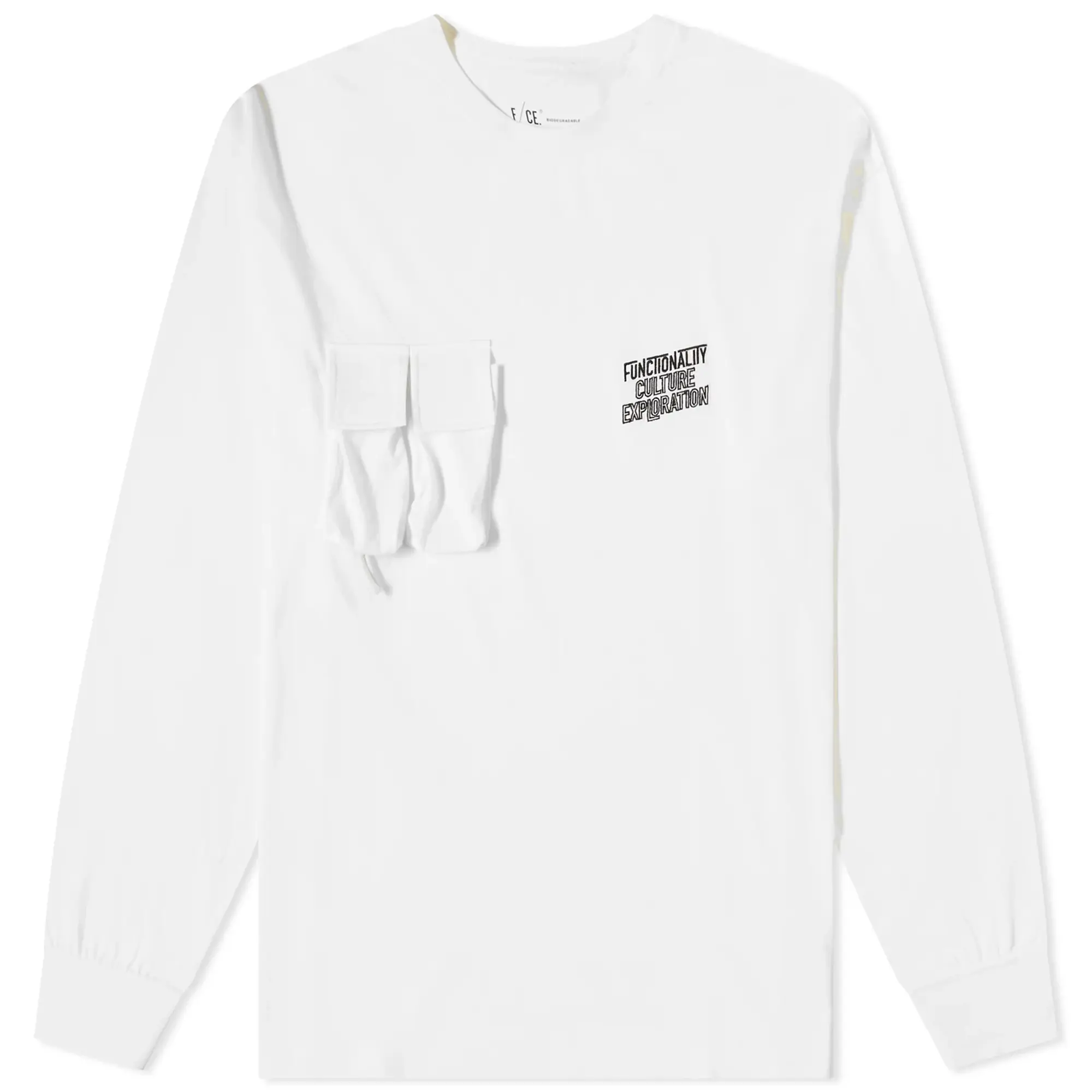 F/CE. Men's Long Sleeve PLA Pocket T-Shirt White