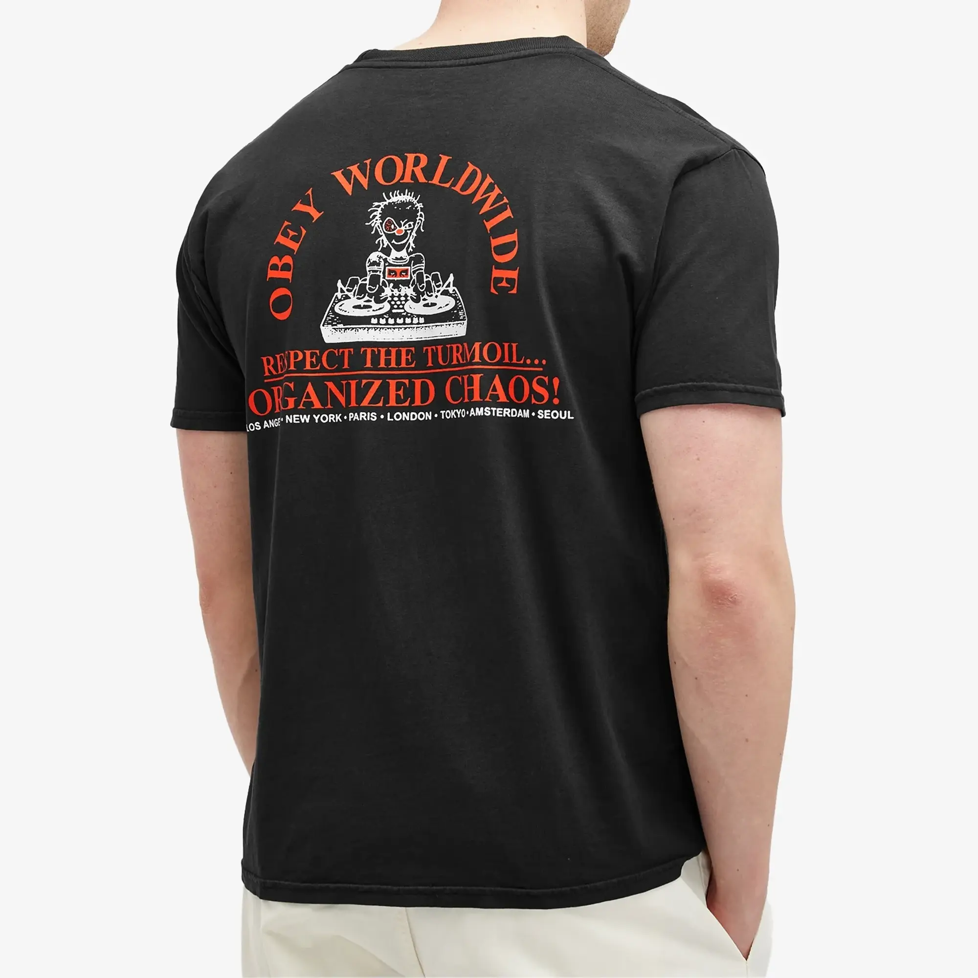 Champion Obey Men's Organised Chaos T-Shirt Pigment Vintage Black