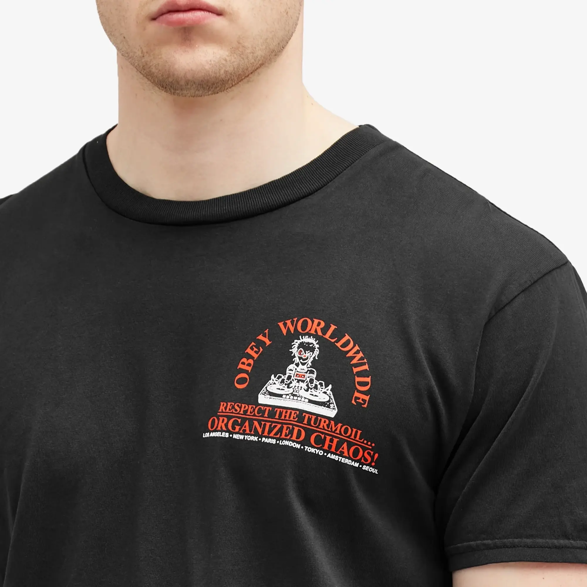 Champion Obey Men's Organised Chaos T-Shirt Pigment Vintage Black