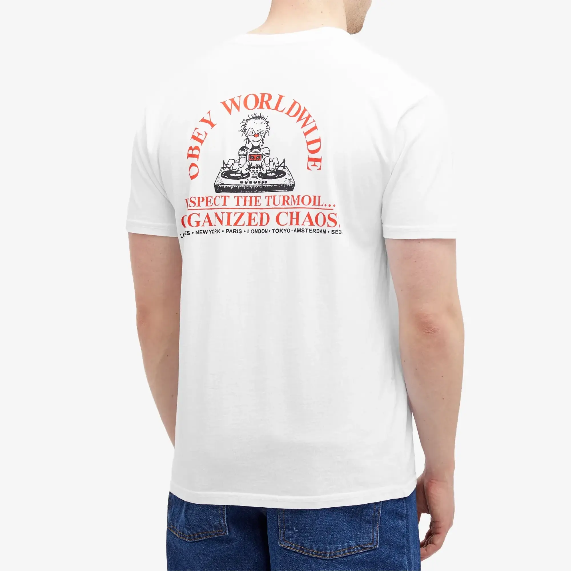 Champion Obey Men's Organised Chaos T-Shirt Pigment Vintage White