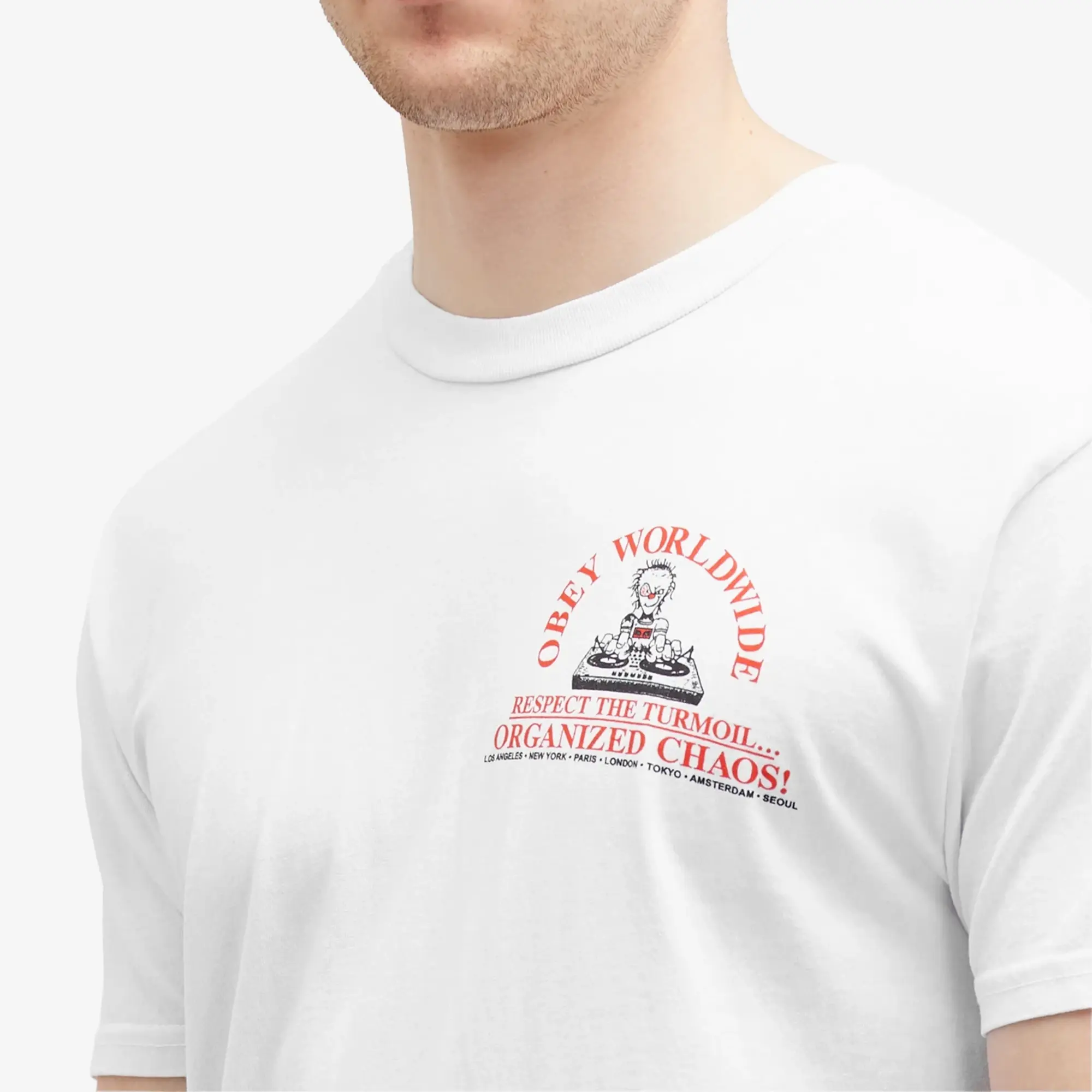 Champion Obey Men's Organised Chaos T-Shirt Pigment Vintage White
