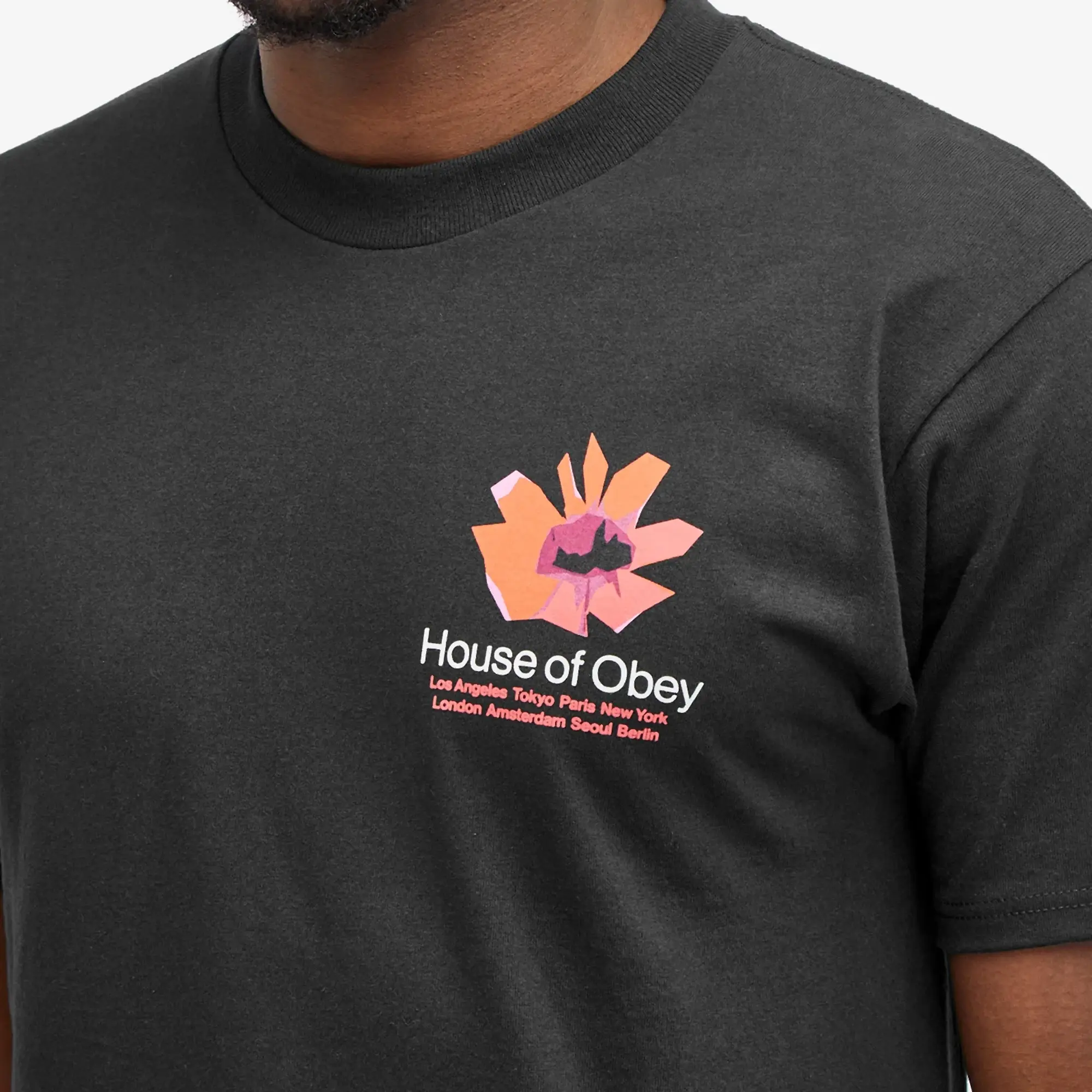 Obey Men's House of Obey Men's Floral T-Shirt Black