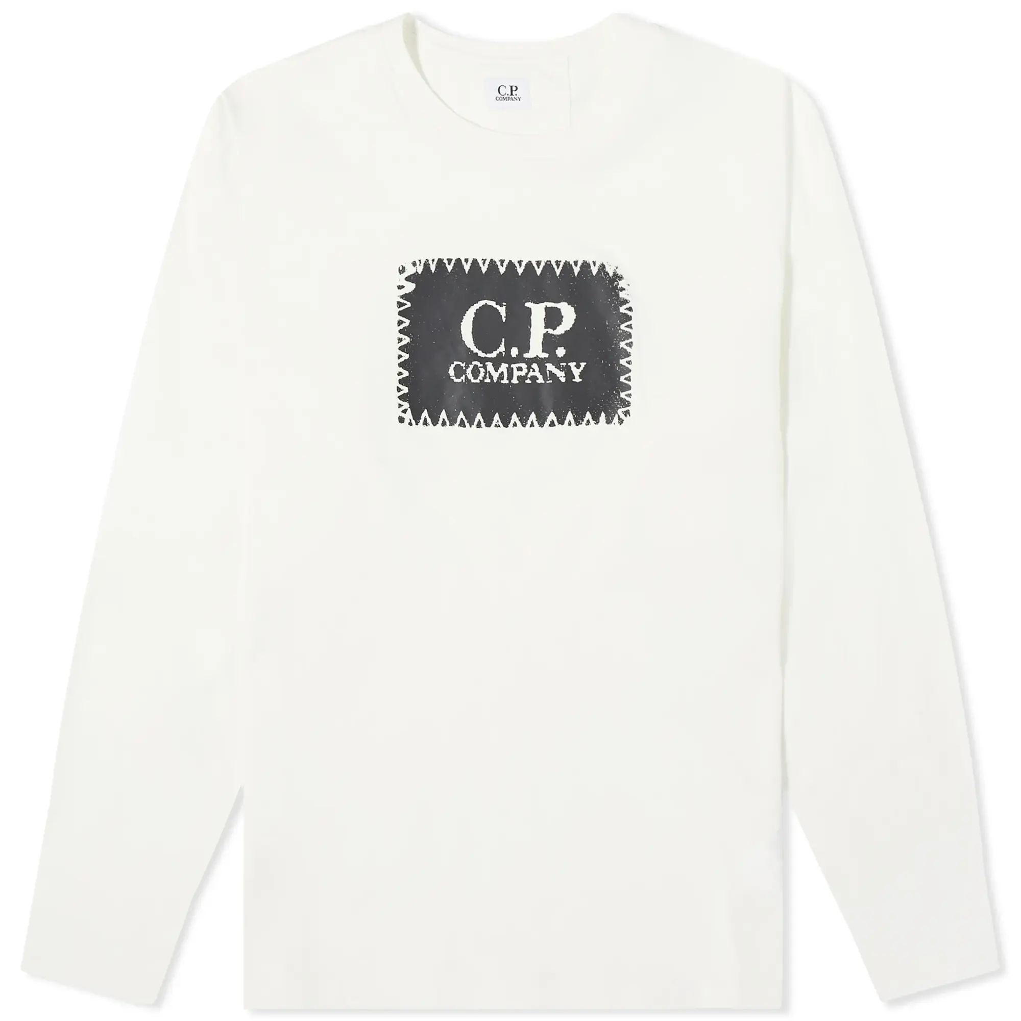 C.P. Company Men's Box Logo Longsleeve T-Shirt Gauze White