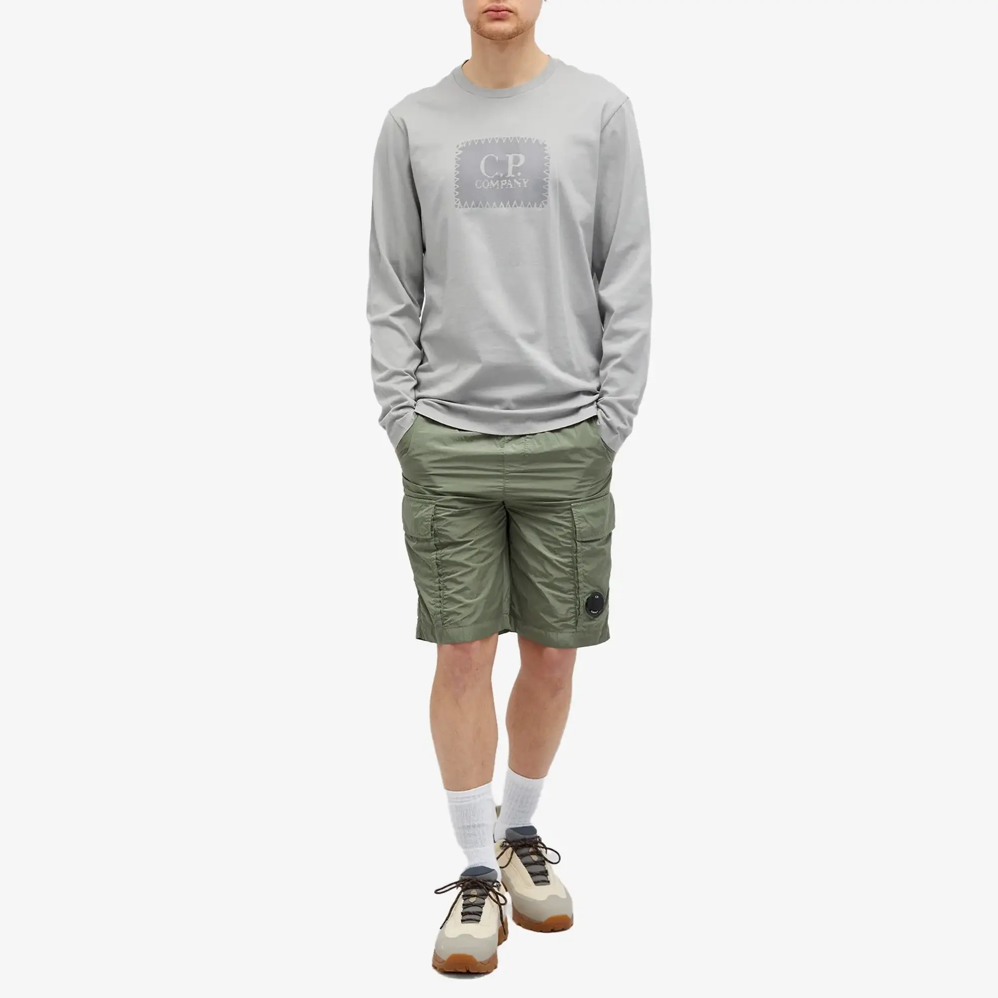 C.P. Company Men's Box Logo Longsleeve T-Shirt Drizzle