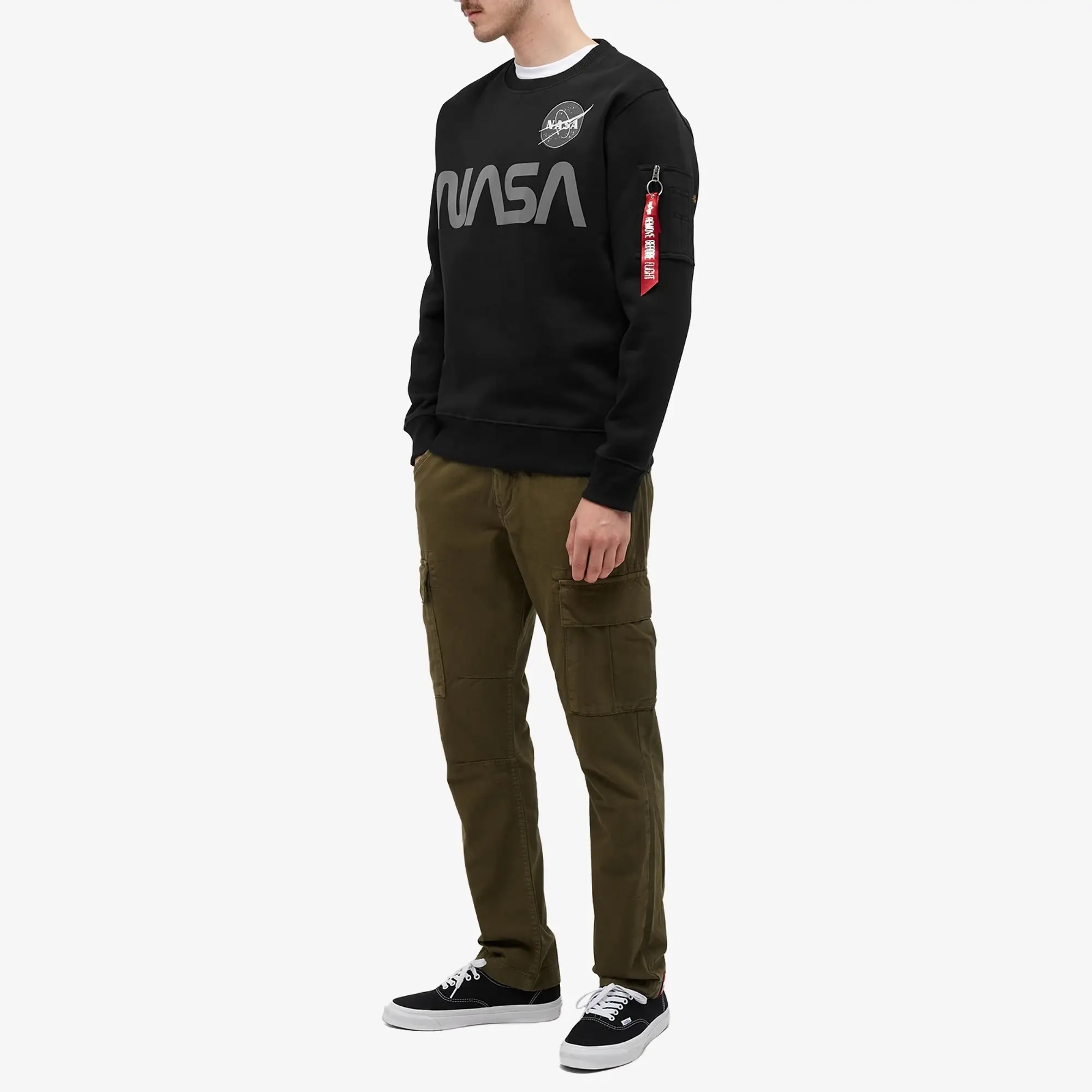 Alpha Industries Men's NASA Reflective Crew Sweat Black