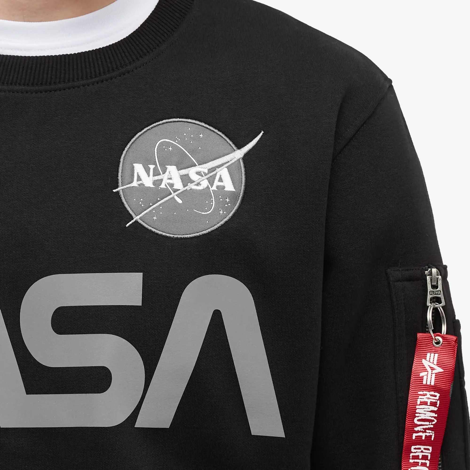 Alpha Industries Men's NASA Reflective Crew Sweat Black