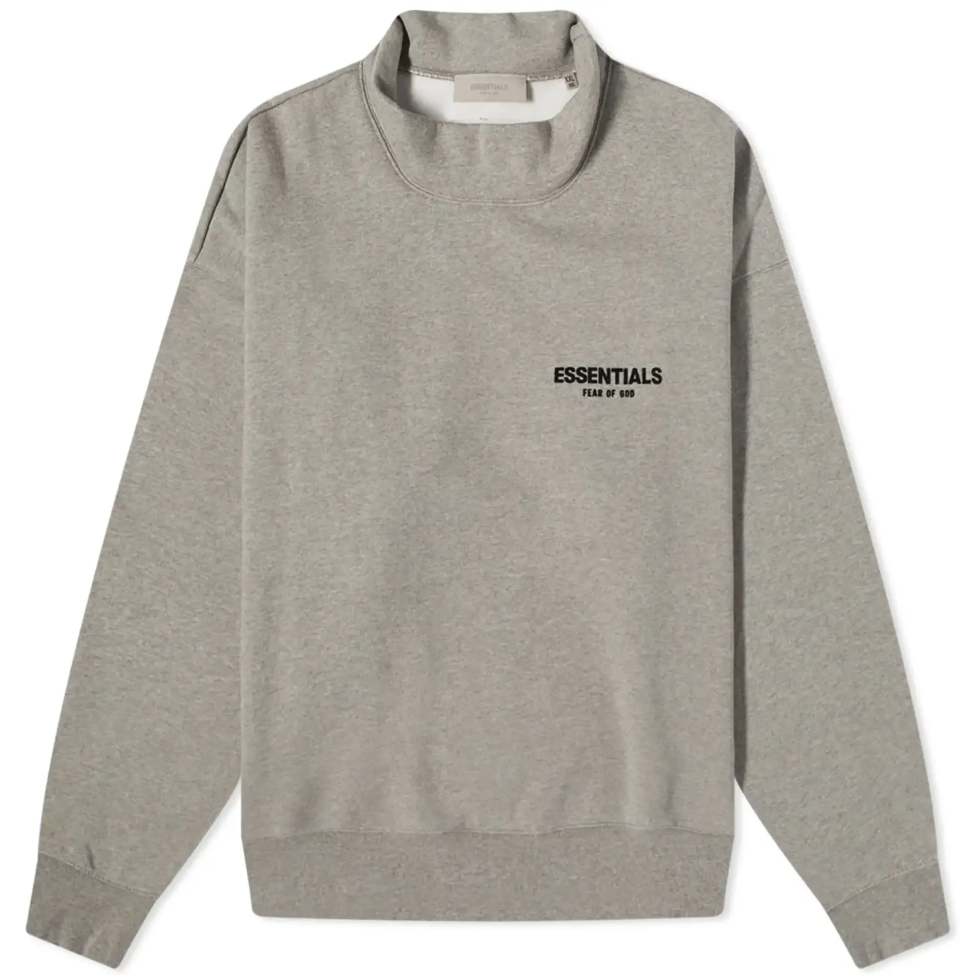 FEAR OF GOD ESSENTIALS Logo Mock Neck Sweat Dark Oatmeal 192BT212133F FOOTY.COM