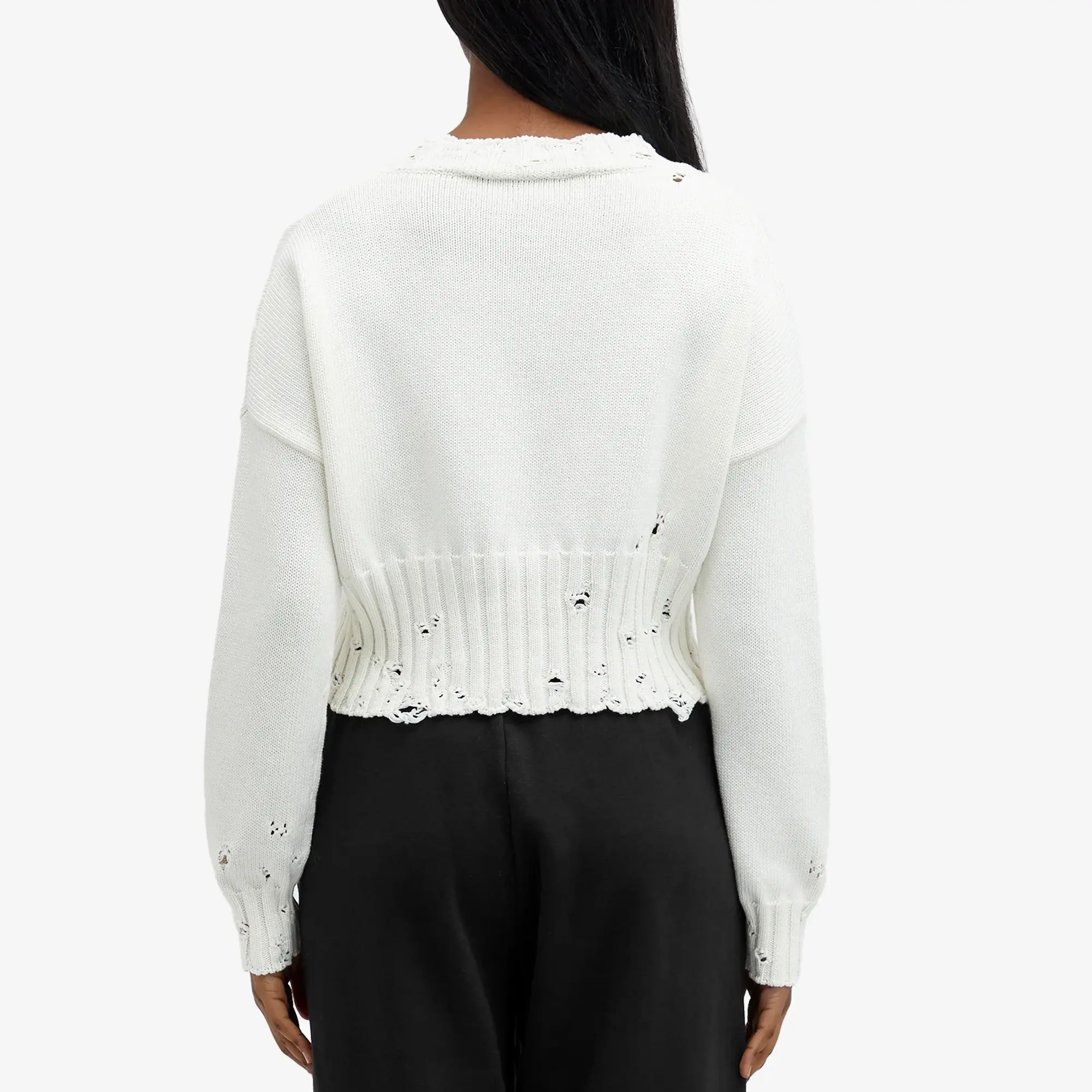 Marni Women's Dishevelled Cotton Gauge Crew Knit Lily White