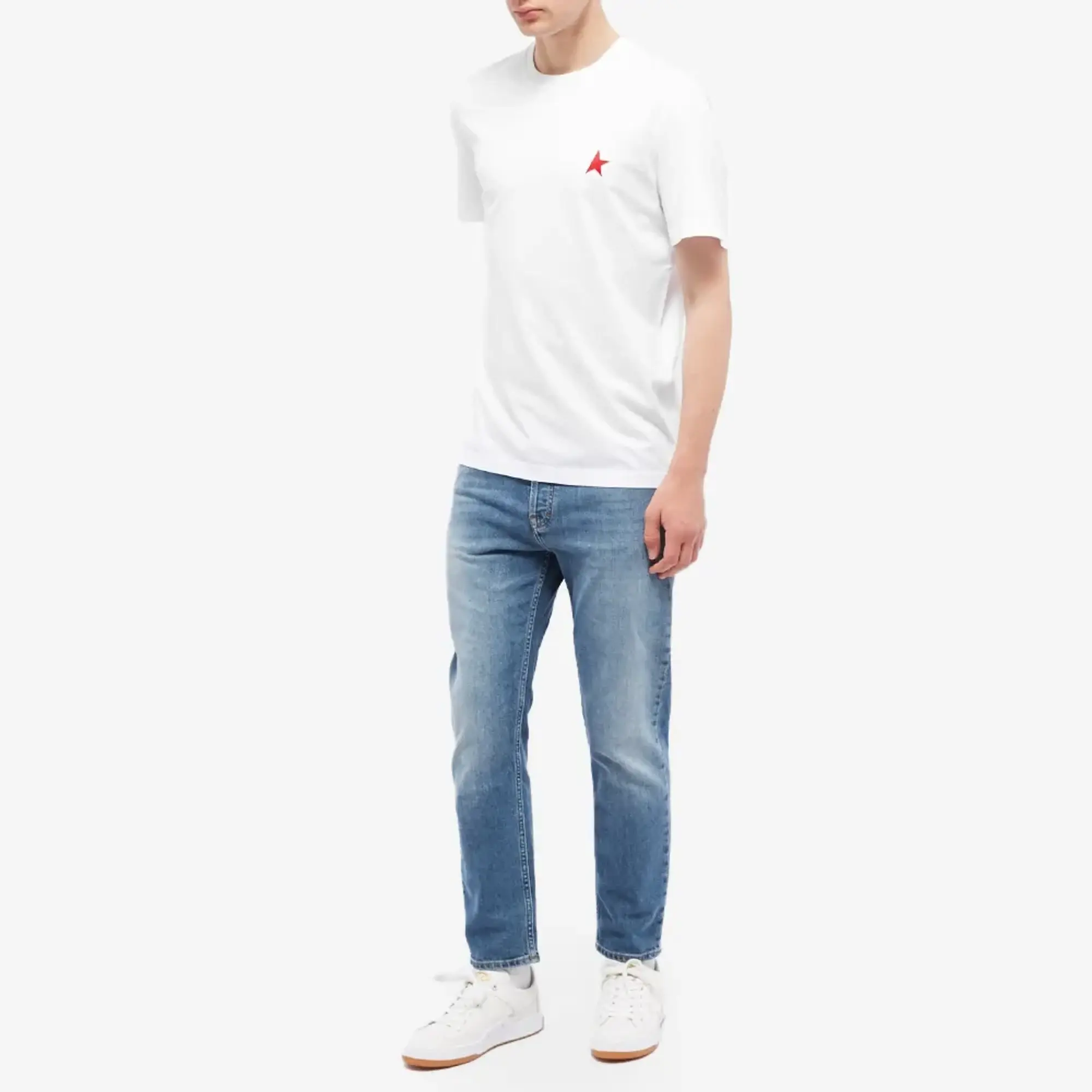 Golden Goose Men's Small Star Chest Logo T-Shirt White/Red