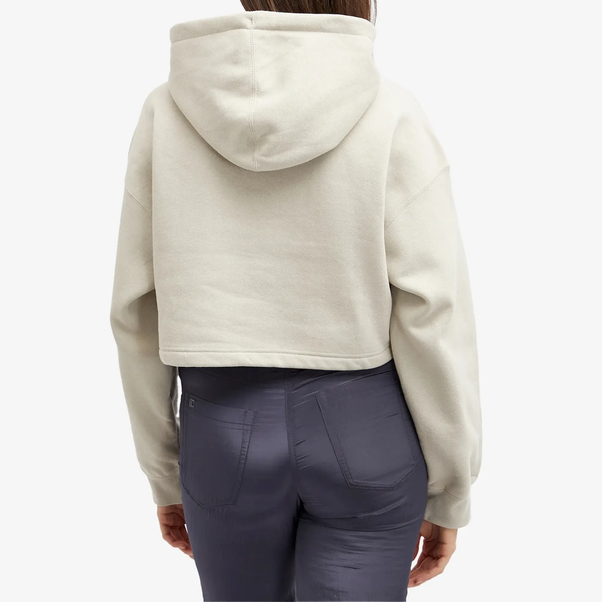 Obey Bold Logo Cropped Hoodie In Beige-Neutral