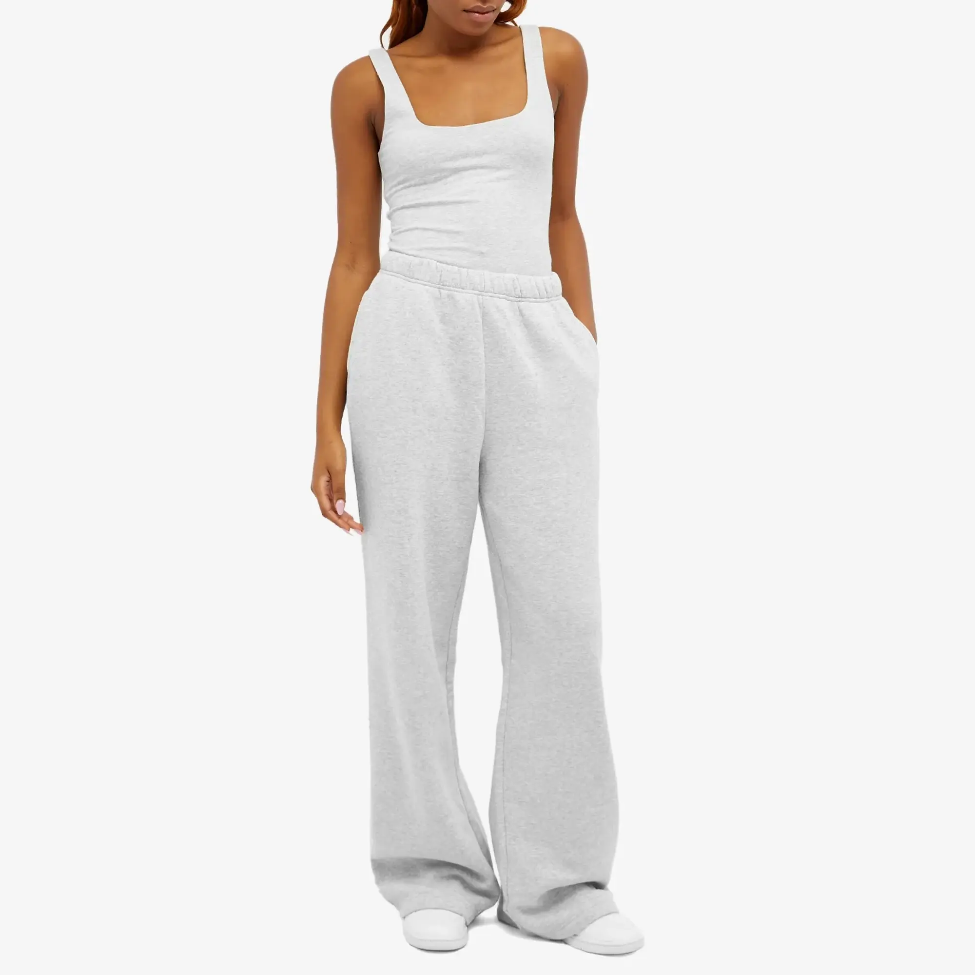Good American Women's Brushed Fleece Wide Leg Sweat Pants Grey