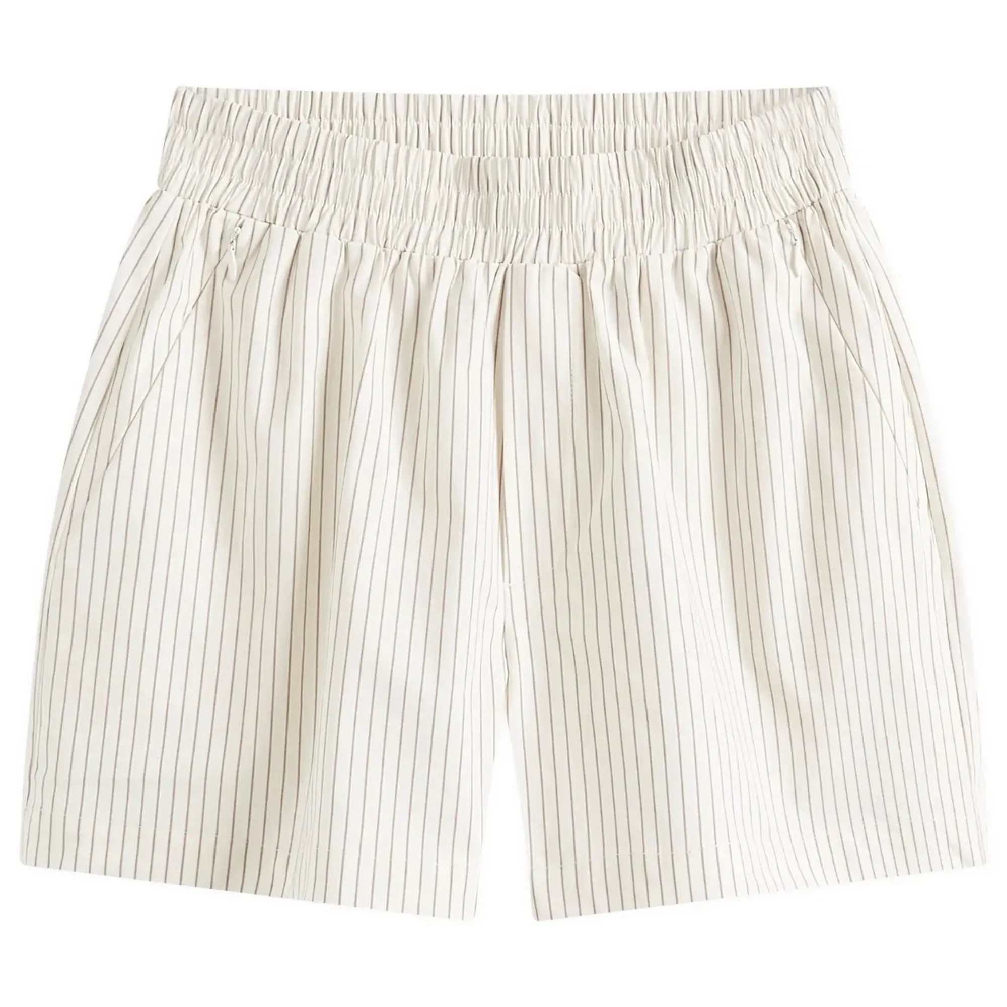 Good American Women's Stripe Poplin Weekend Short Putty Pencil Stripe