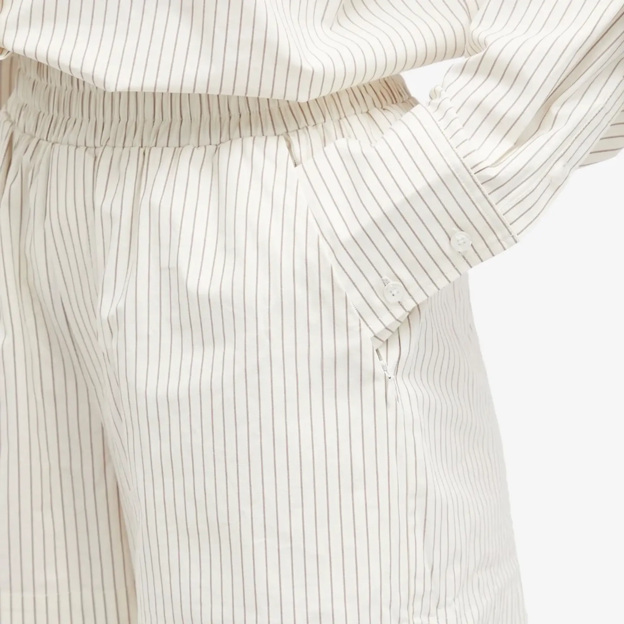 Good American Women's Stripe Poplin Weekend Short Putty Pencil Stripe
