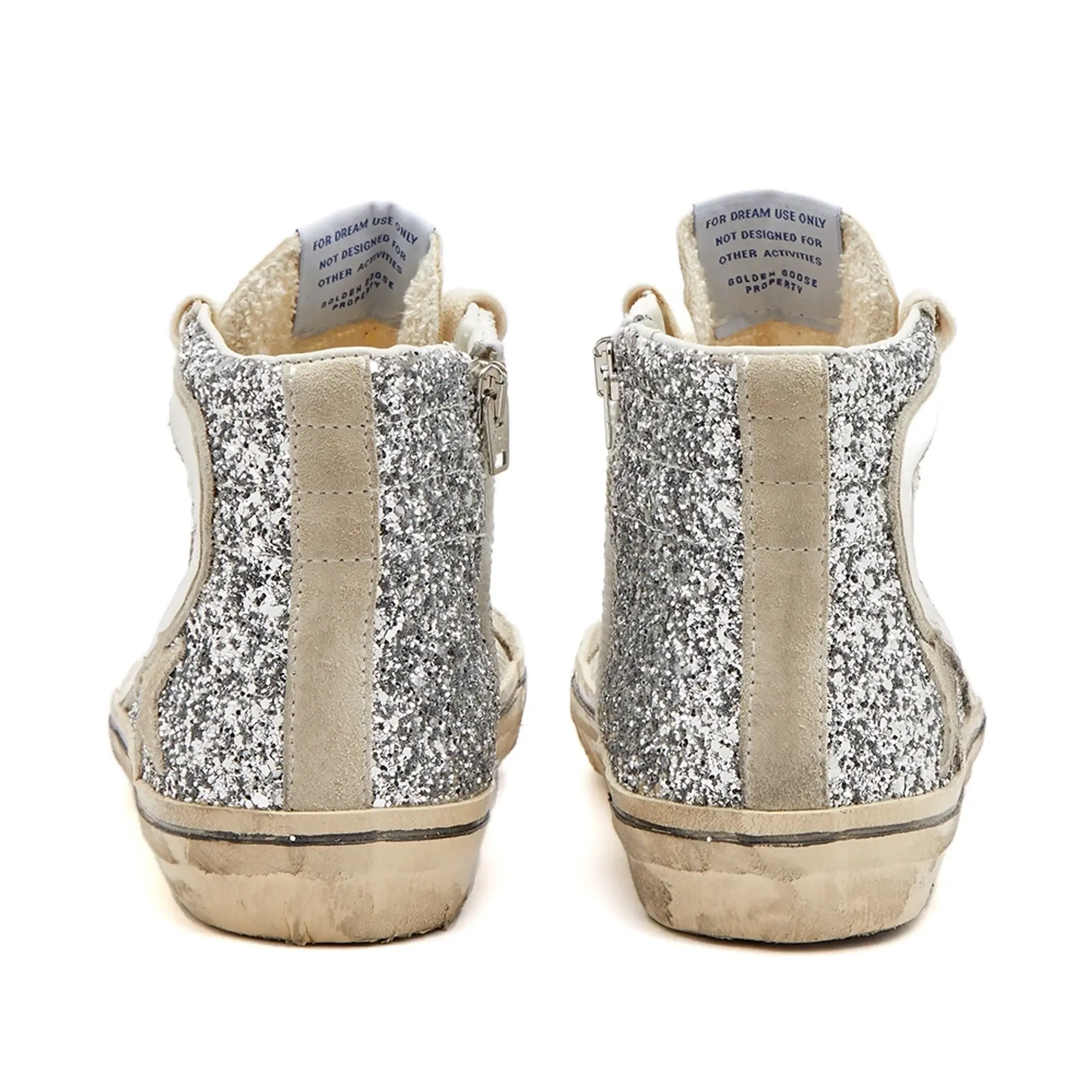 Golden Goose Women's Slide Net Sneaker Silver/White/Marble