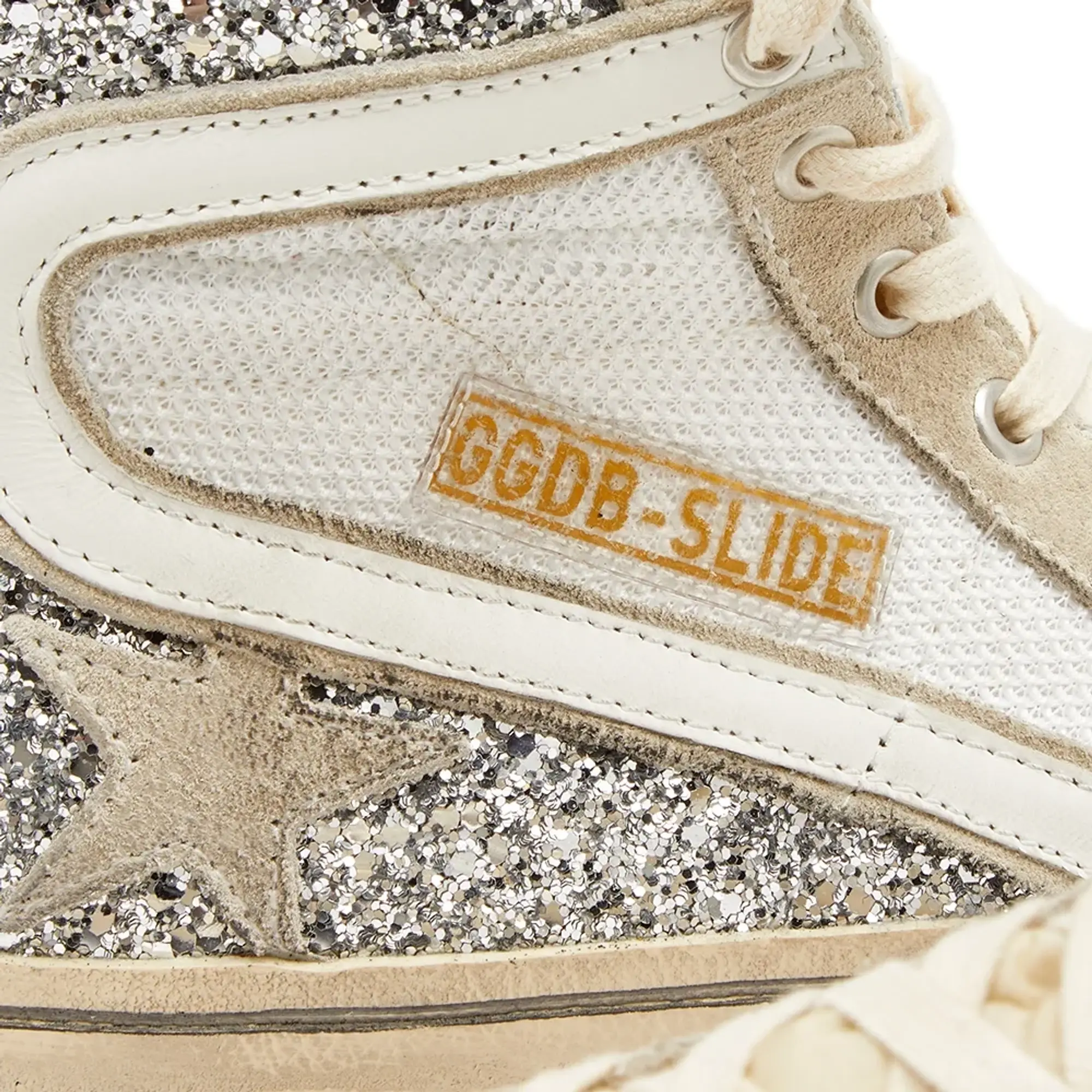 Golden Goose Women's Slide Net Sneaker Silver/White/Marble