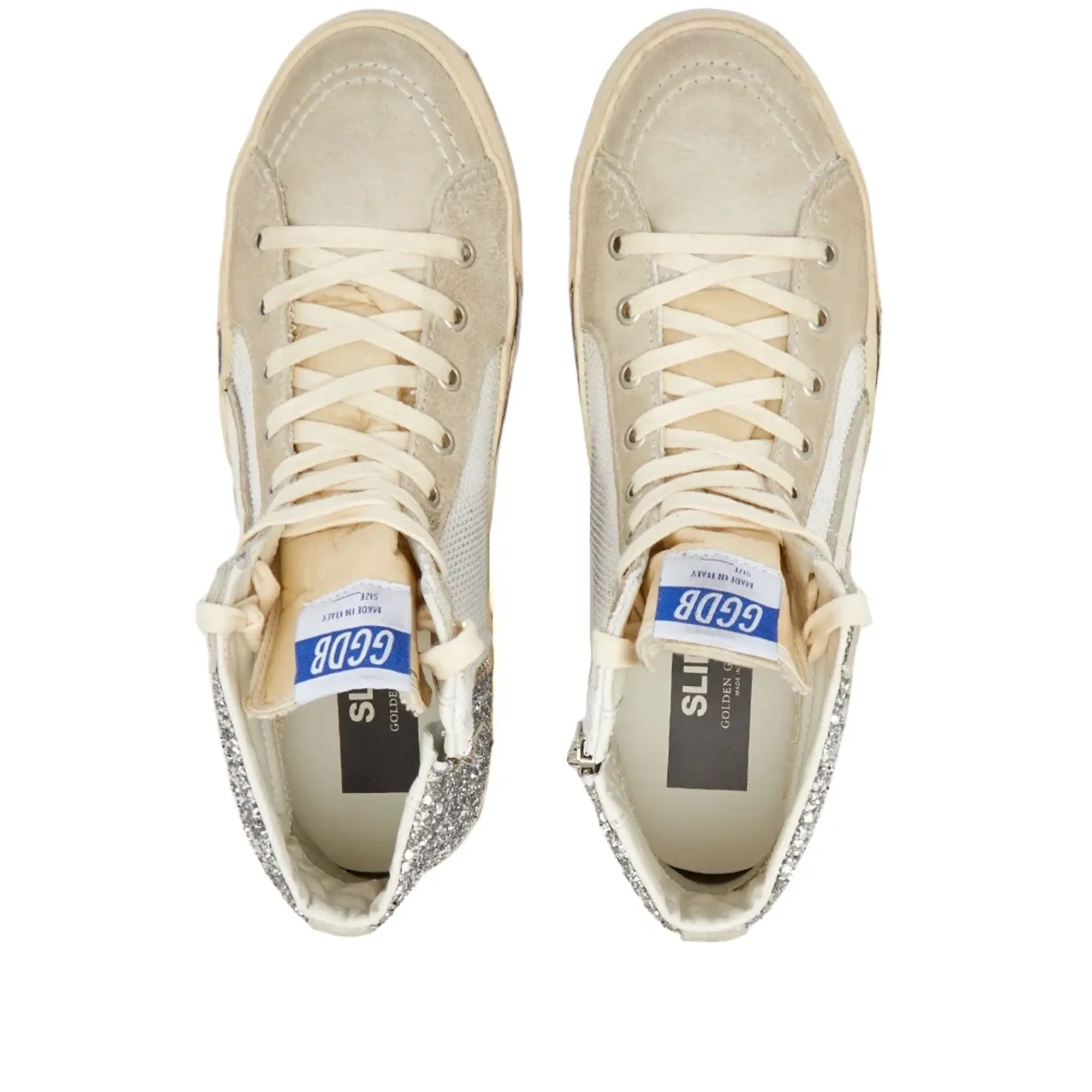 Golden Goose Women's Slide Net Sneaker Silver/White/Marble